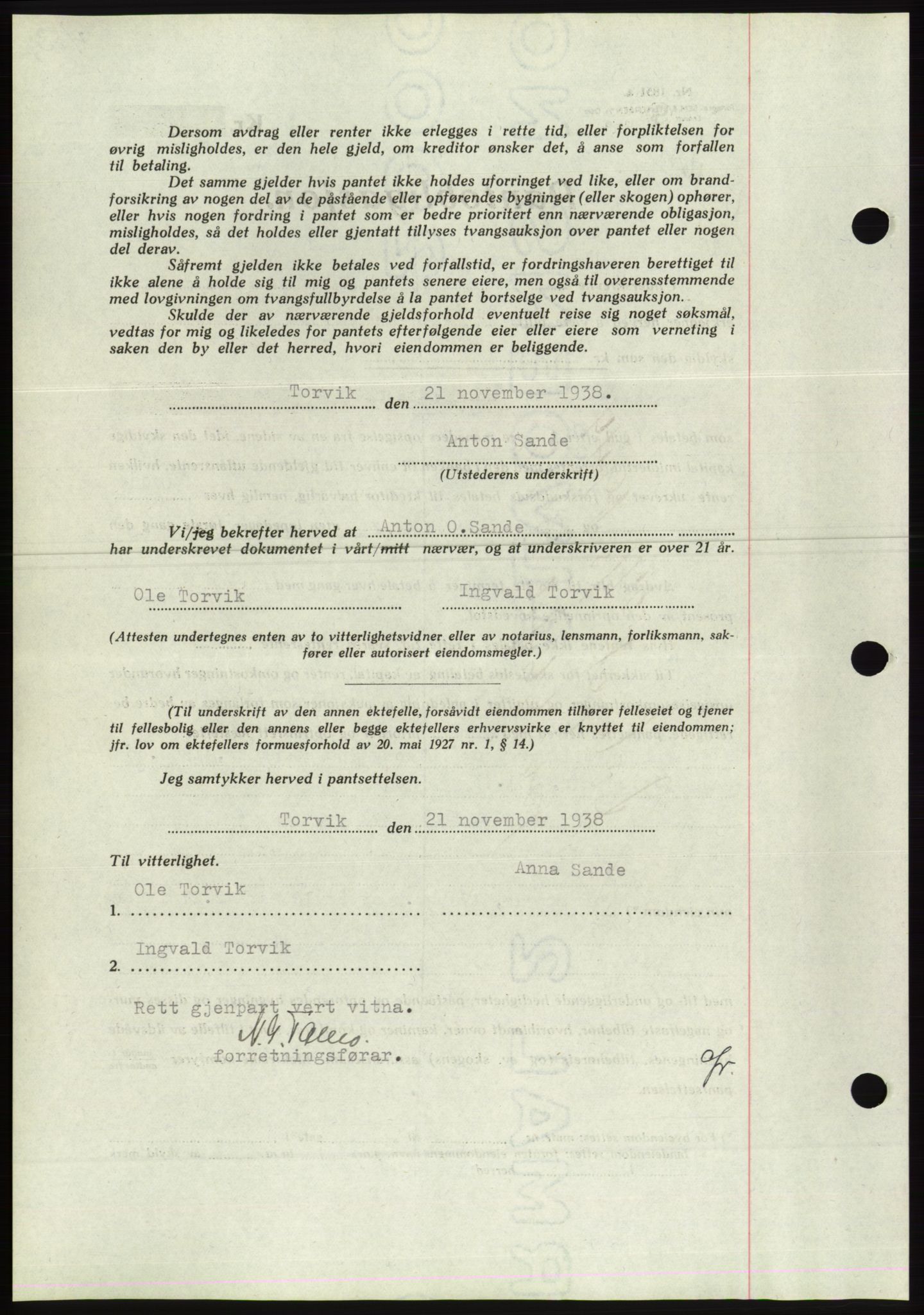 Søre Sunnmøre sorenskriveri, AV/SAT-A-4122/1/2/2C/L0066: Pantebok nr. 60, 1938-1938, Dagboknr: 1631/1938