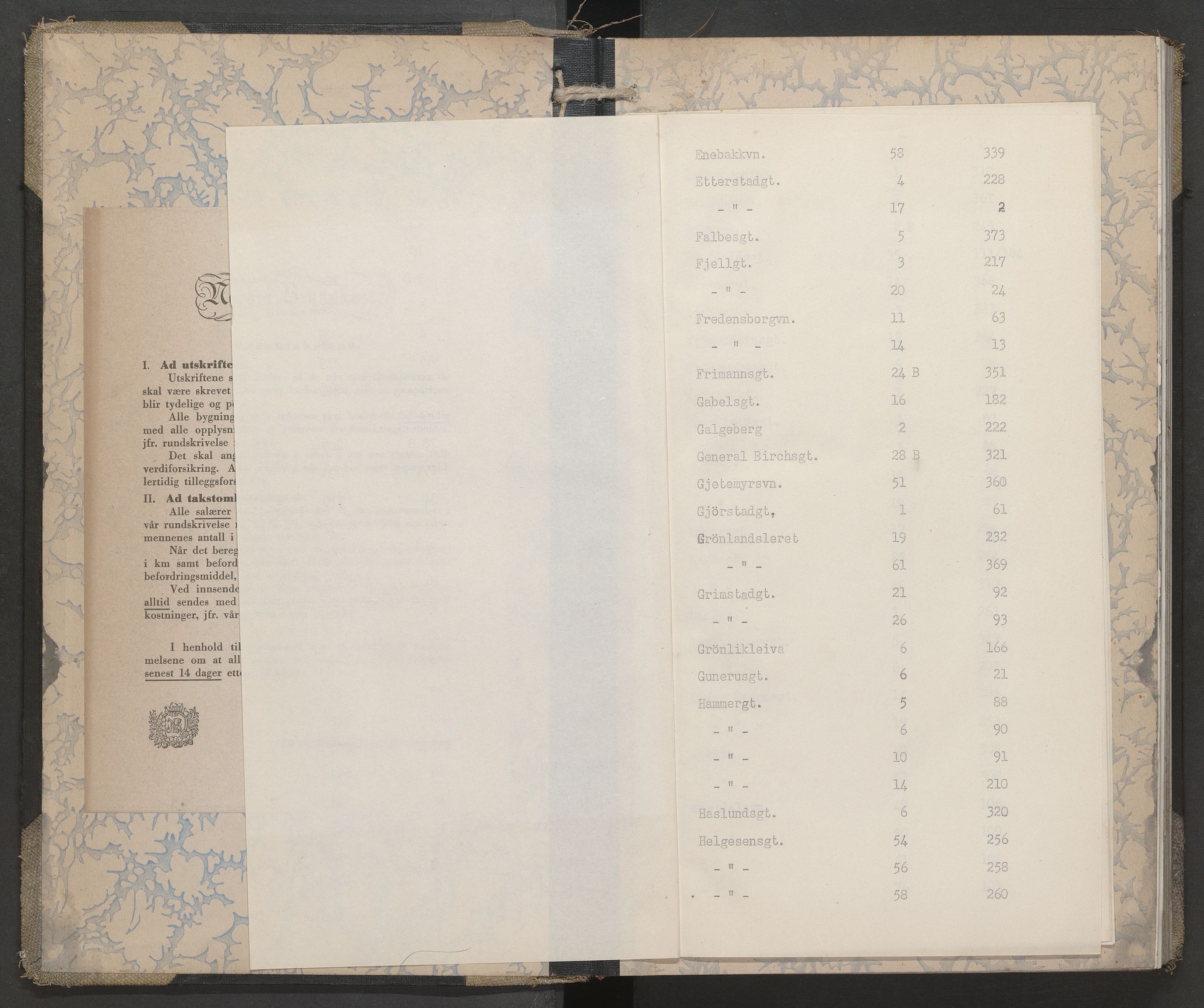 Norges brannkasse, branntakster Oslo, AV/SAO-A-11402/F/Fb/L0013: Branntakstprotokoll, 1945-1947