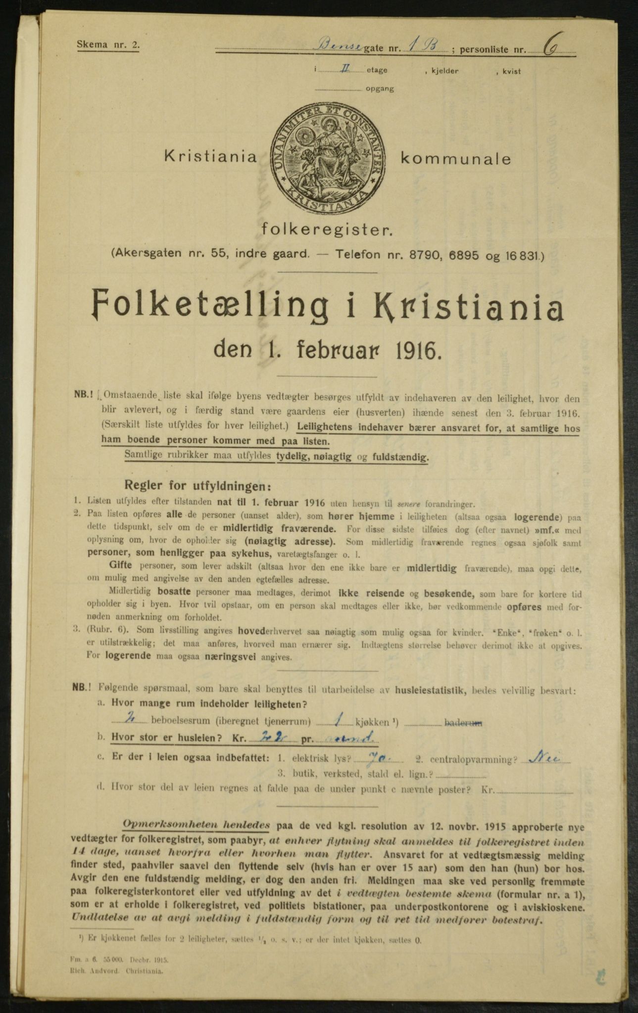 OBA, Kommunal folketelling 1.2.1916 for Kristiania, 1916, s. 3584