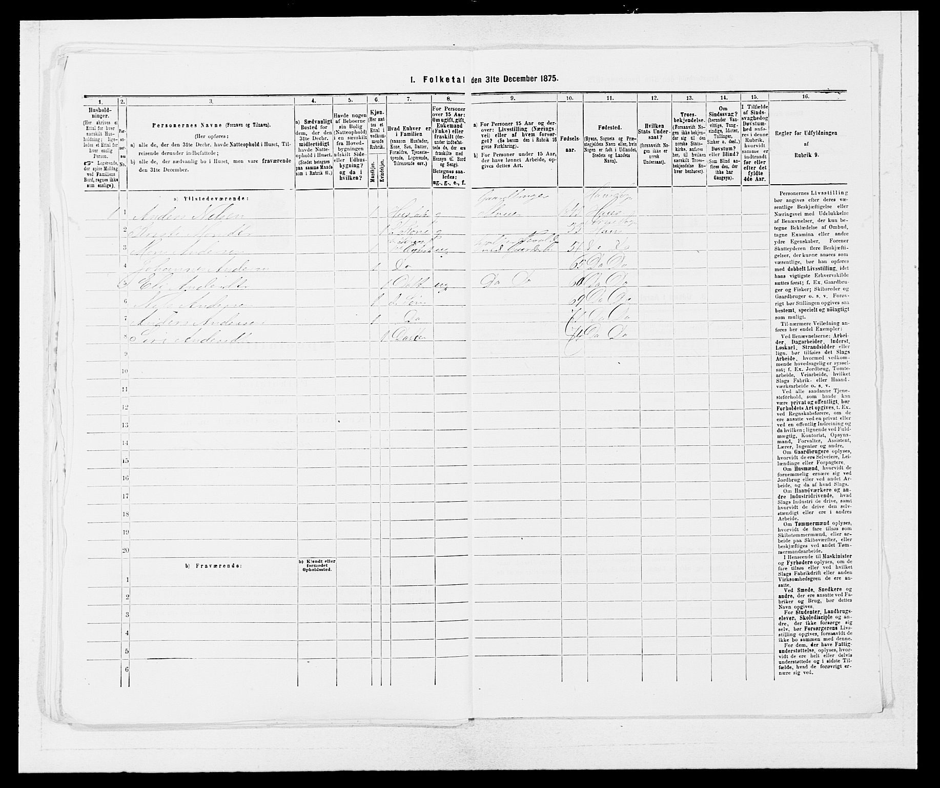 SAB, Folketelling 1875 for 1250P Haus prestegjeld, 1875, s. 1169