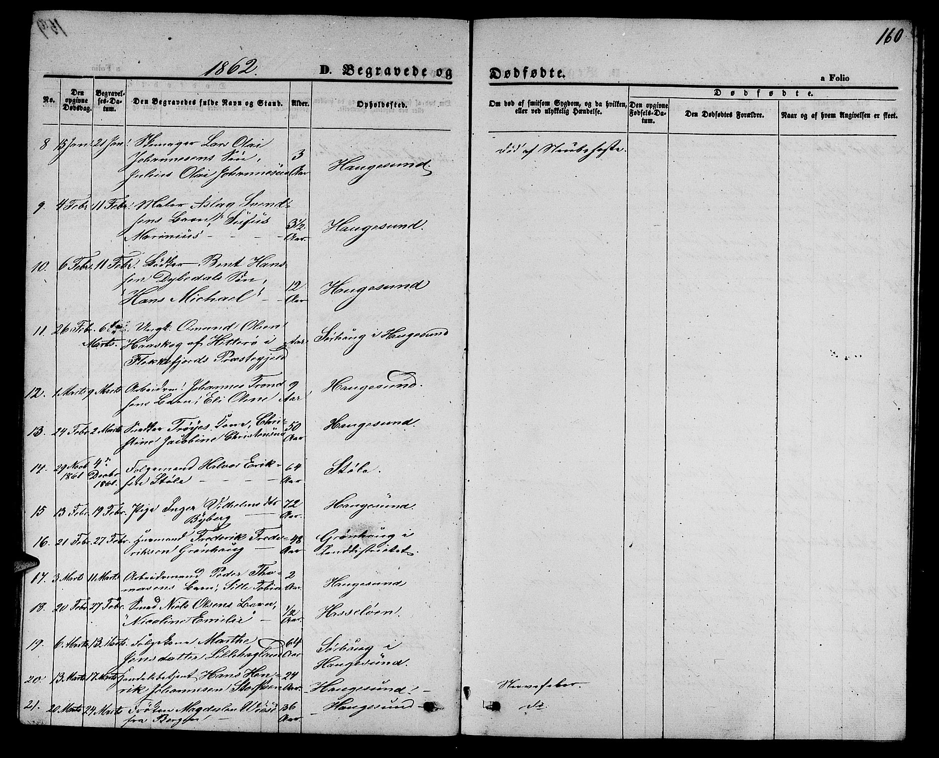 Torvastad sokneprestkontor, SAST/A -101857/H/Ha/Hab/L0006: Klokkerbok nr. B 6, 1858-1867, s. 160