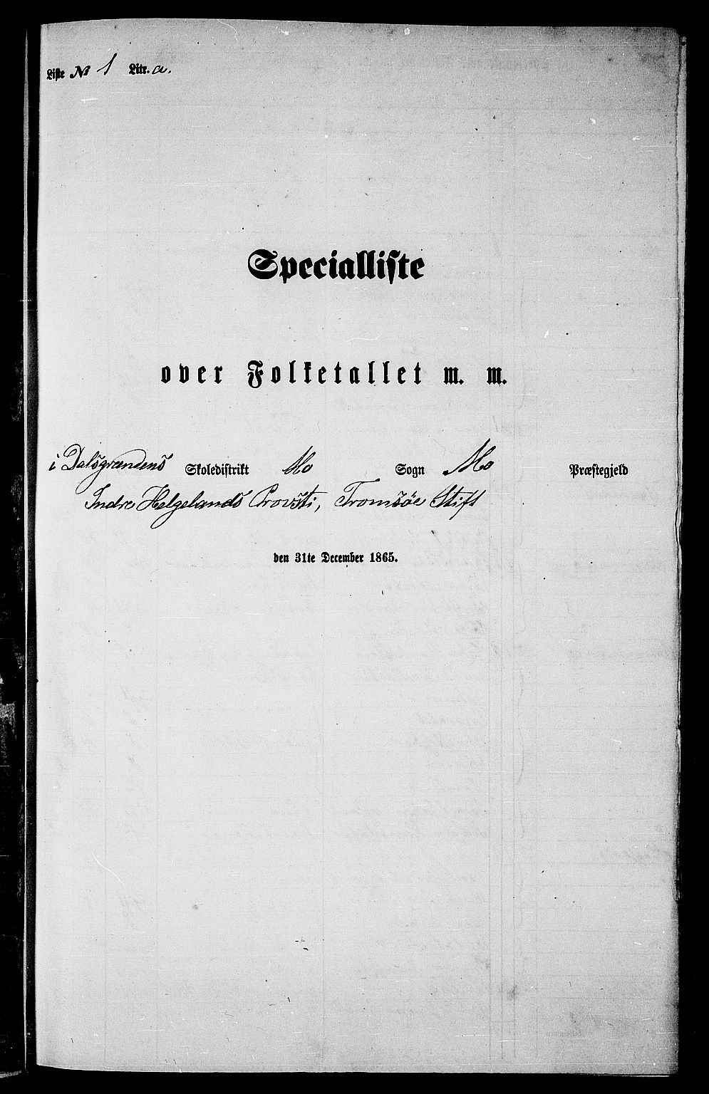 RA, Folketelling 1865 for 1833P Mo prestegjeld, 1865, s. 11