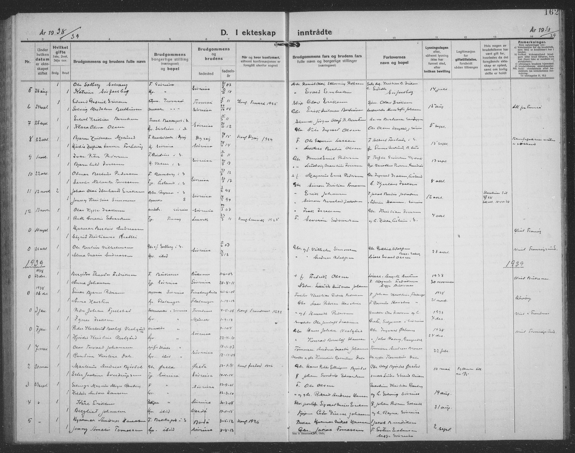 Tranøy sokneprestkontor, AV/SATØ-S-1313/I/Ia/Iab/L0024klokker: Klokkerbok nr. 24, 1929-1943, s. 162