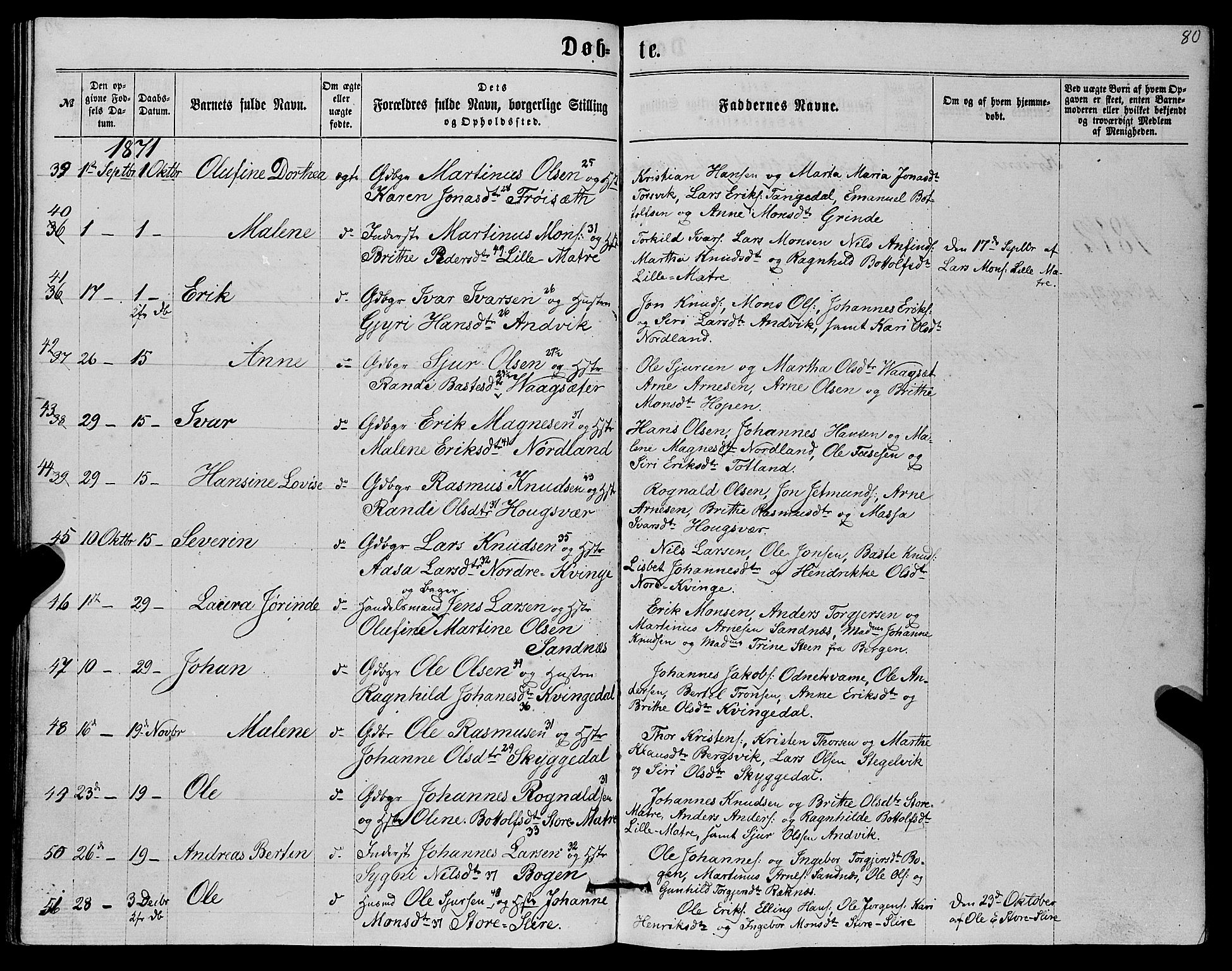 Masfjorden Sokneprestembete, SAB/A-77001: Klokkerbok nr. A 1, 1851-1875, s. 80