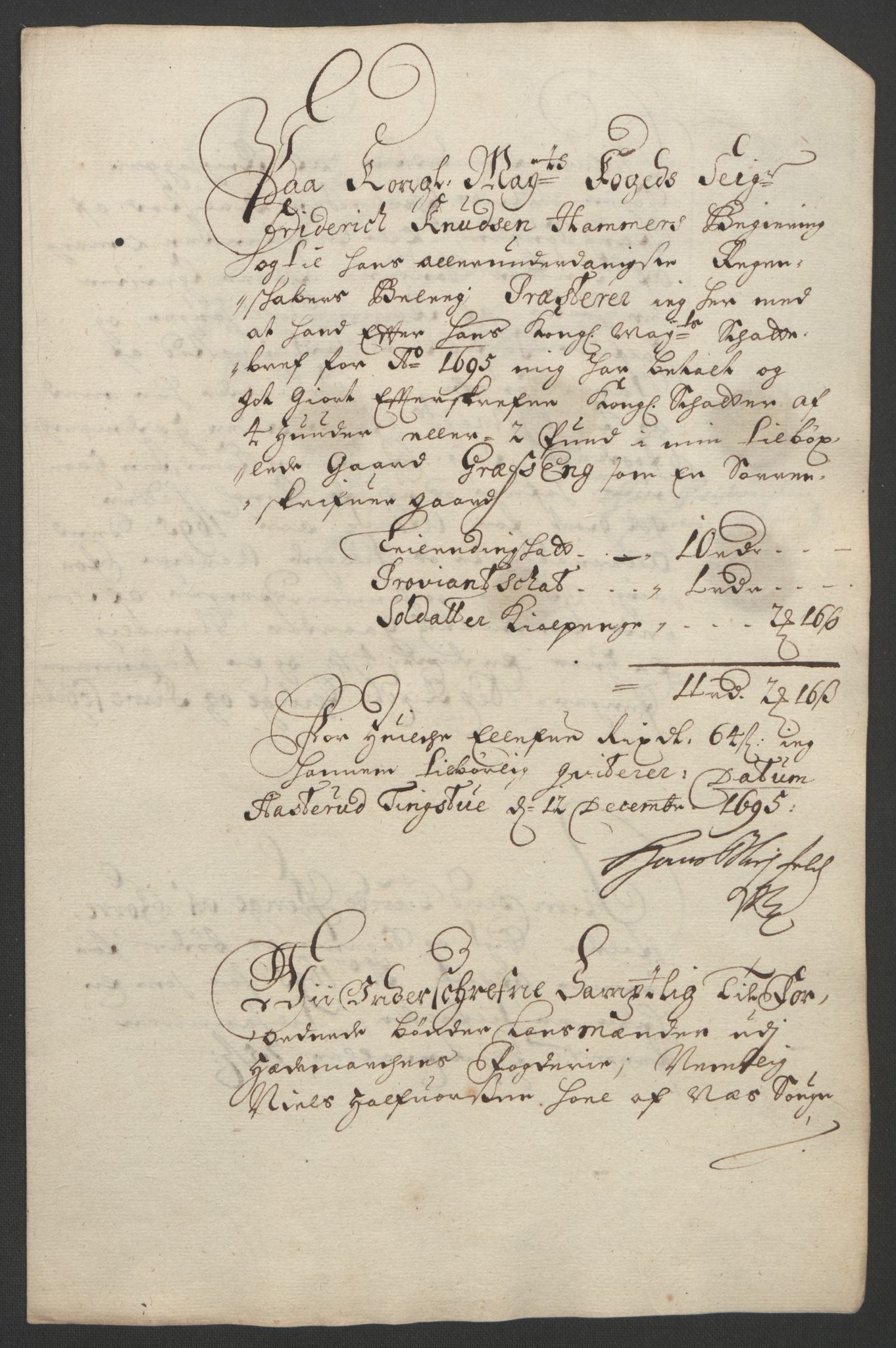 Rentekammeret inntil 1814, Reviderte regnskaper, Fogderegnskap, AV/RA-EA-4092/R16/L1036: Fogderegnskap Hedmark, 1695-1696, s. 254