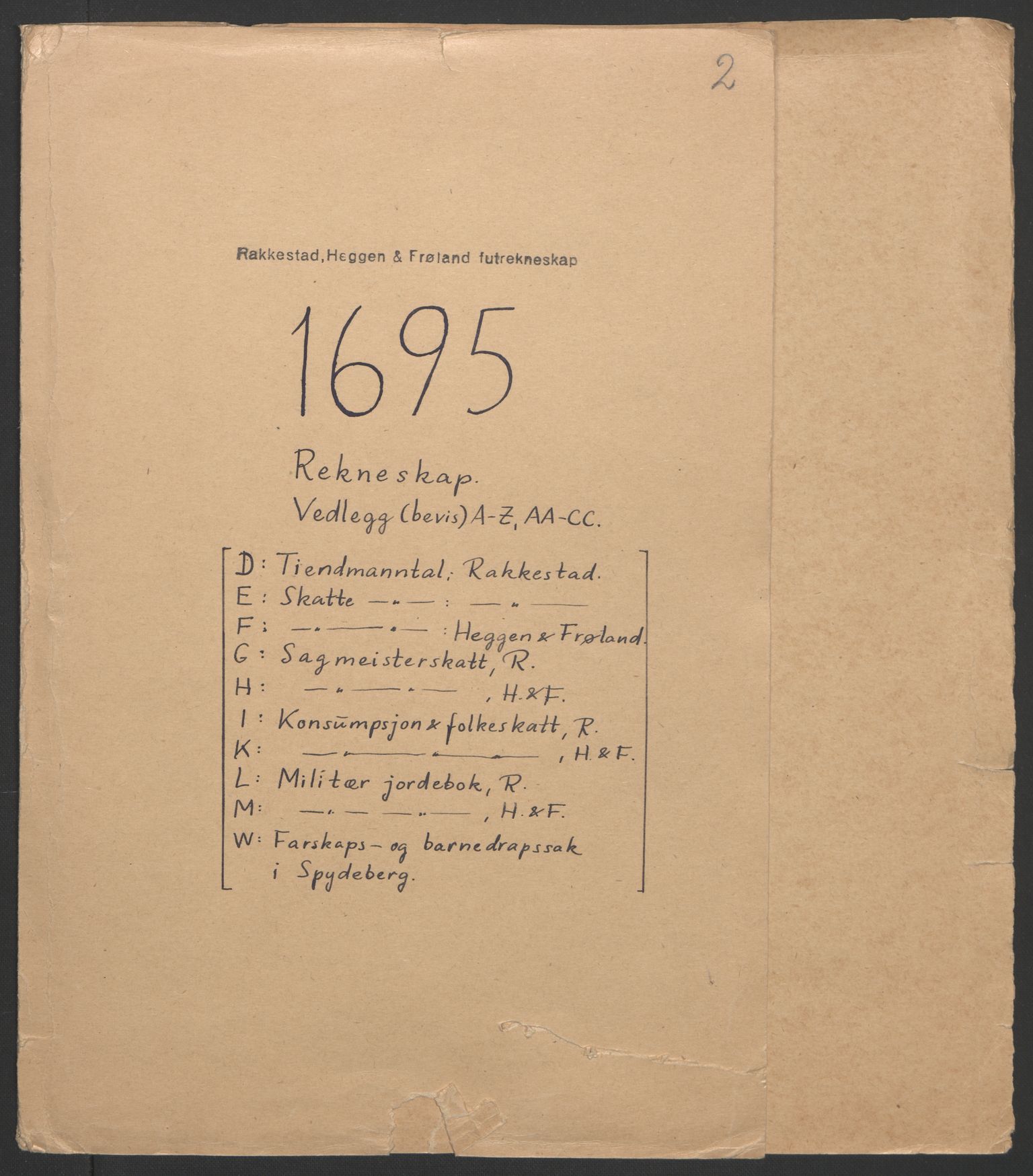 Rentekammeret inntil 1814, Reviderte regnskaper, Fogderegnskap, AV/RA-EA-4092/R07/L0285: Fogderegnskap Rakkestad, Heggen og Frøland, 1695, s. 3