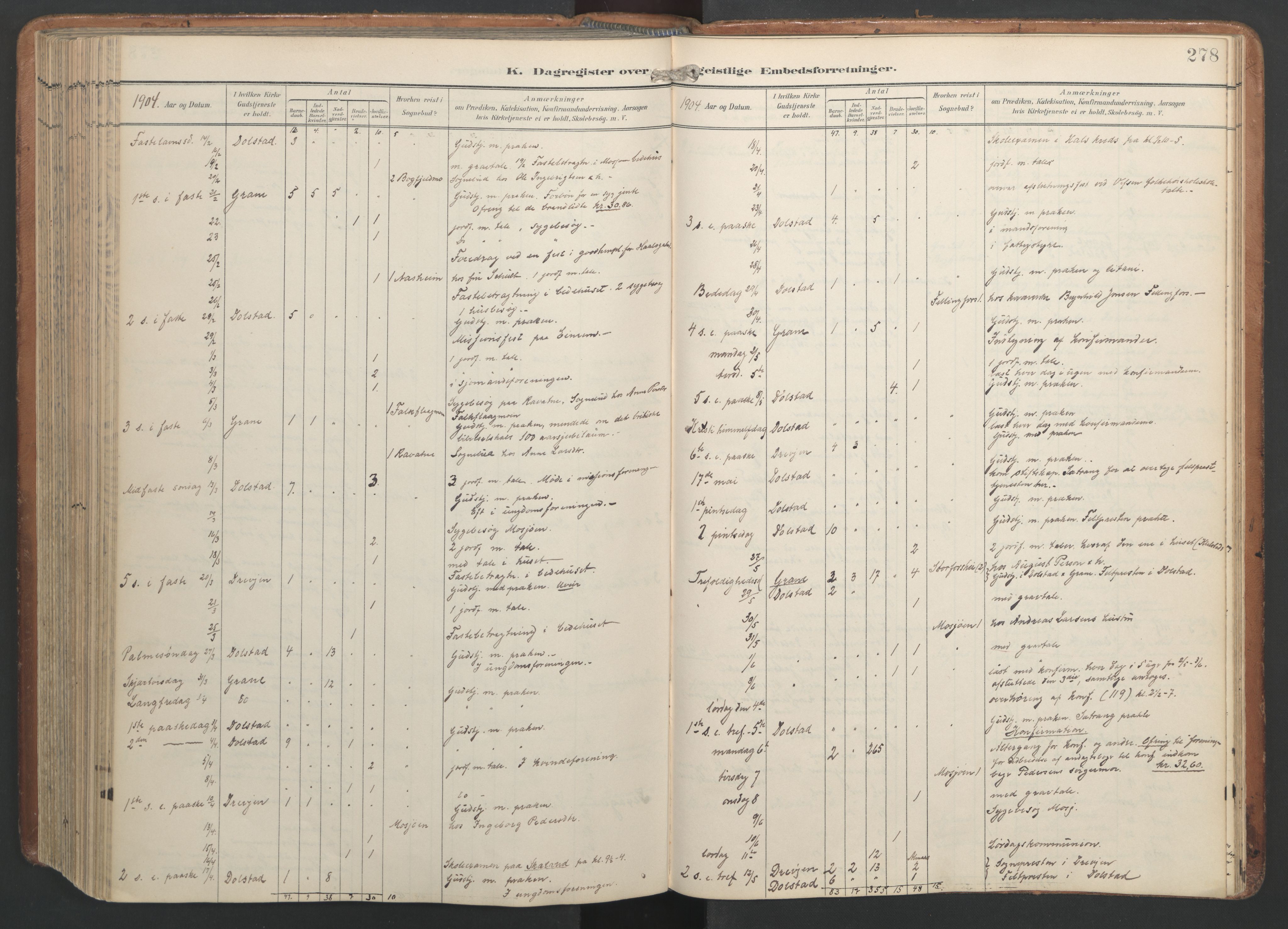 Ministerialprotokoller, klokkerbøker og fødselsregistre - Nordland, AV/SAT-A-1459/820/L0298: Ministerialbok nr. 820A19, 1897-1915, s. 278