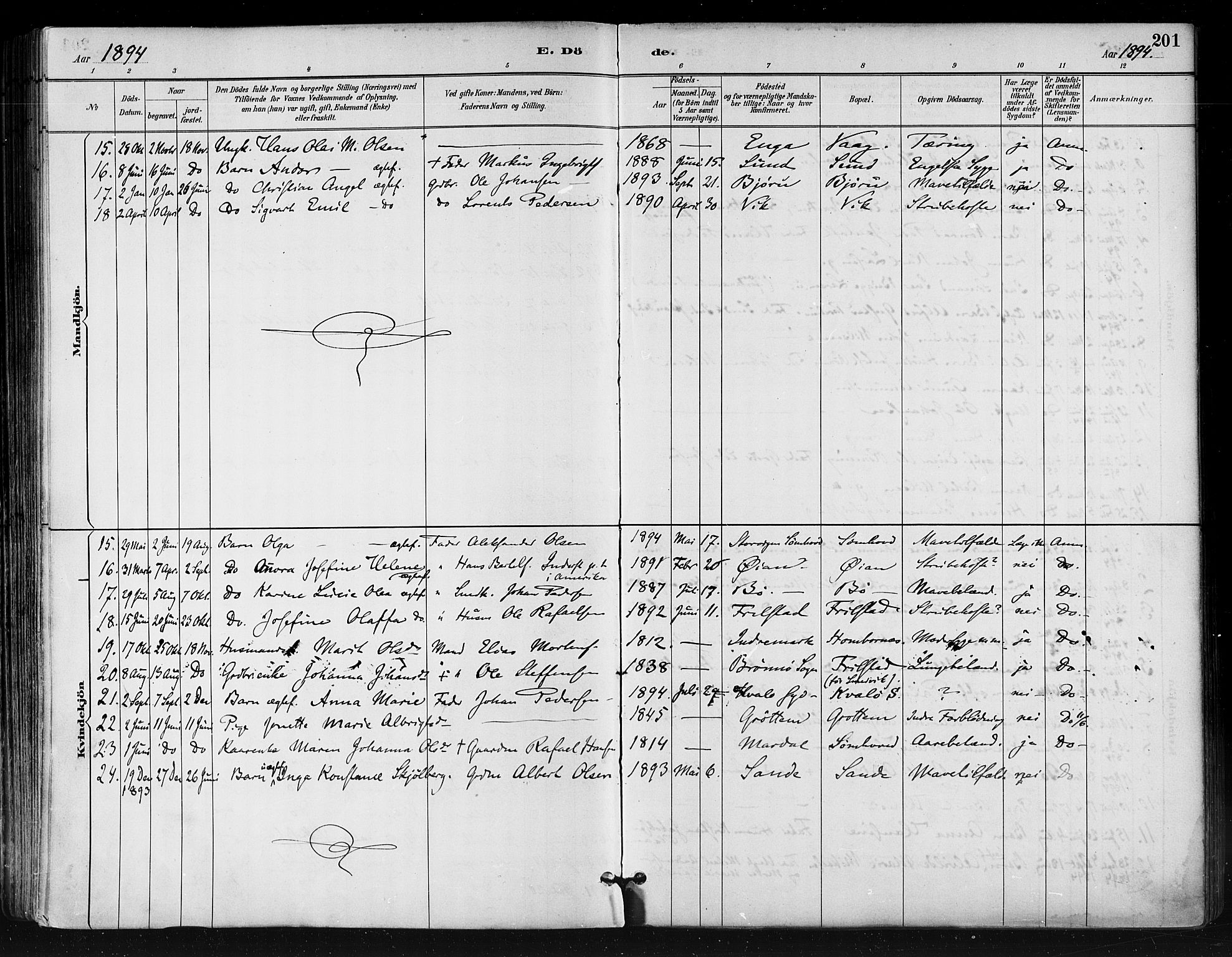 Ministerialprotokoller, klokkerbøker og fødselsregistre - Nordland, AV/SAT-A-1459/812/L0178: Ministerialbok nr. 812A07, 1886-1900, s. 201