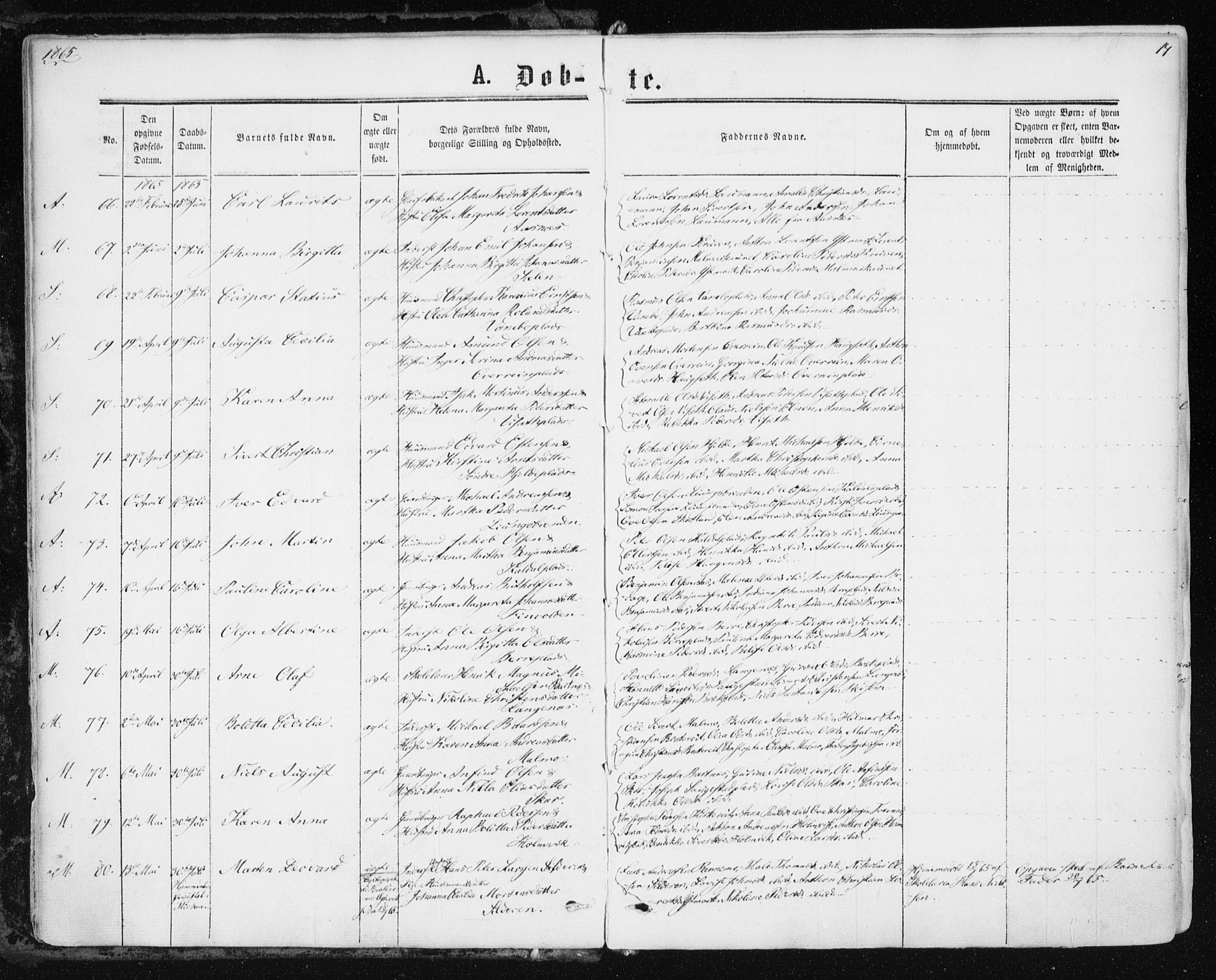 Ministerialprotokoller, klokkerbøker og fødselsregistre - Nord-Trøndelag, AV/SAT-A-1458/741/L0394: Ministerialbok nr. 741A08, 1864-1877, s. 14