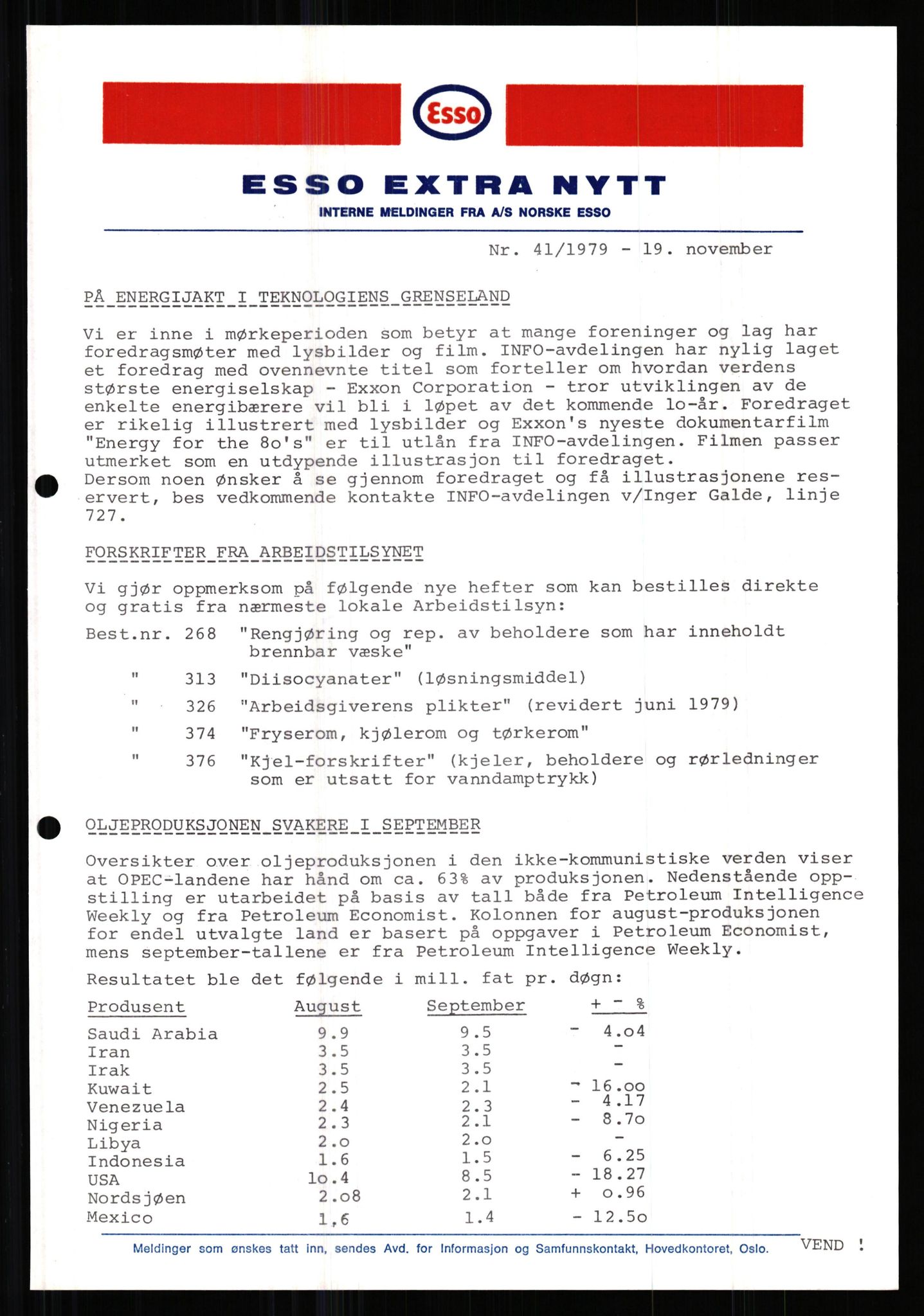 Pa 0982 - Esso Norge A/S, AV/SAST-A-100448/X/Xd/L0001: Esso Extra Nytt, 1977-1980