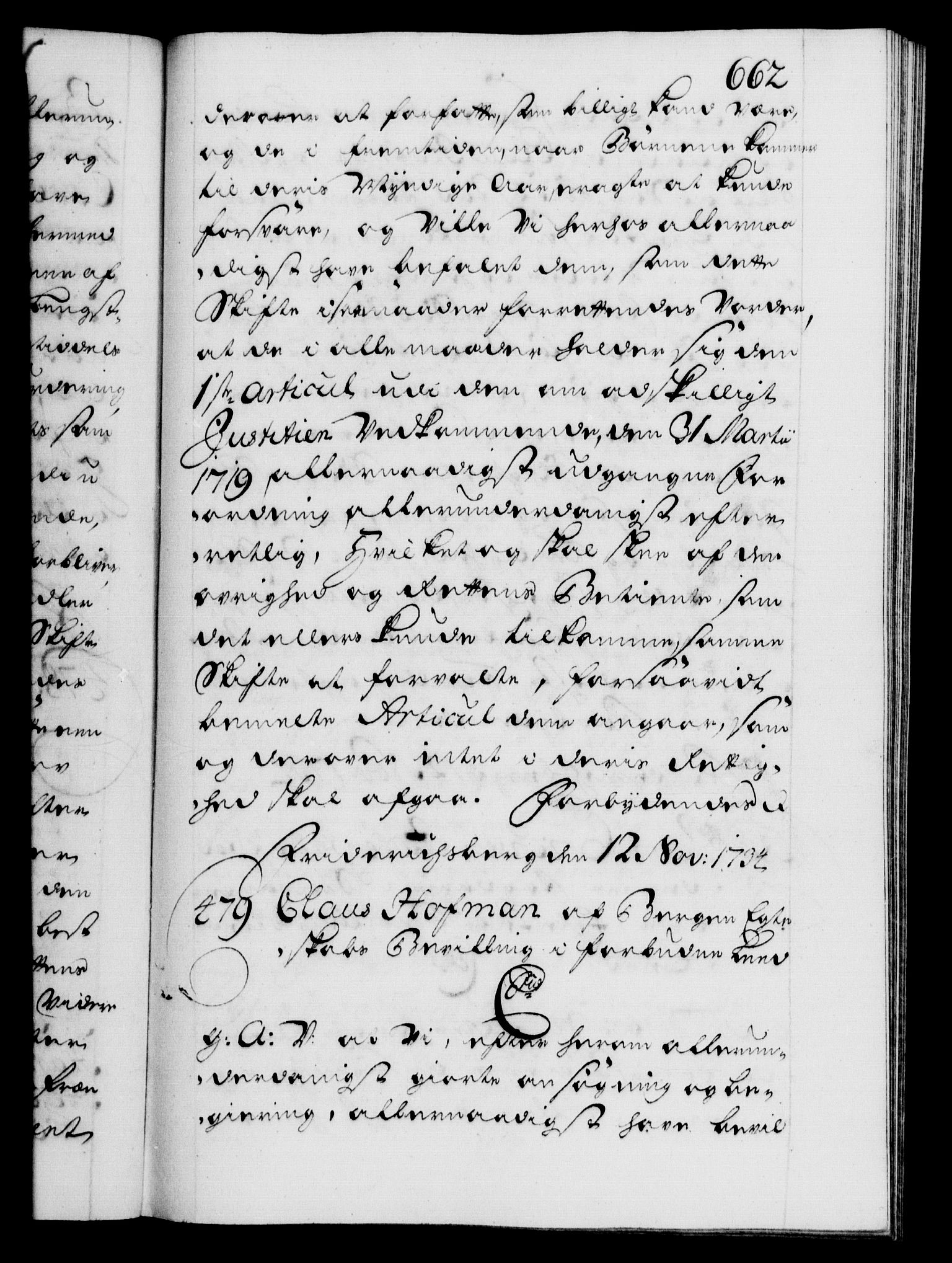 Danske Kanselli 1572-1799, AV/RA-EA-3023/F/Fc/Fca/Fcaa/L0028: Norske registre, 1733-1734, s. 662a