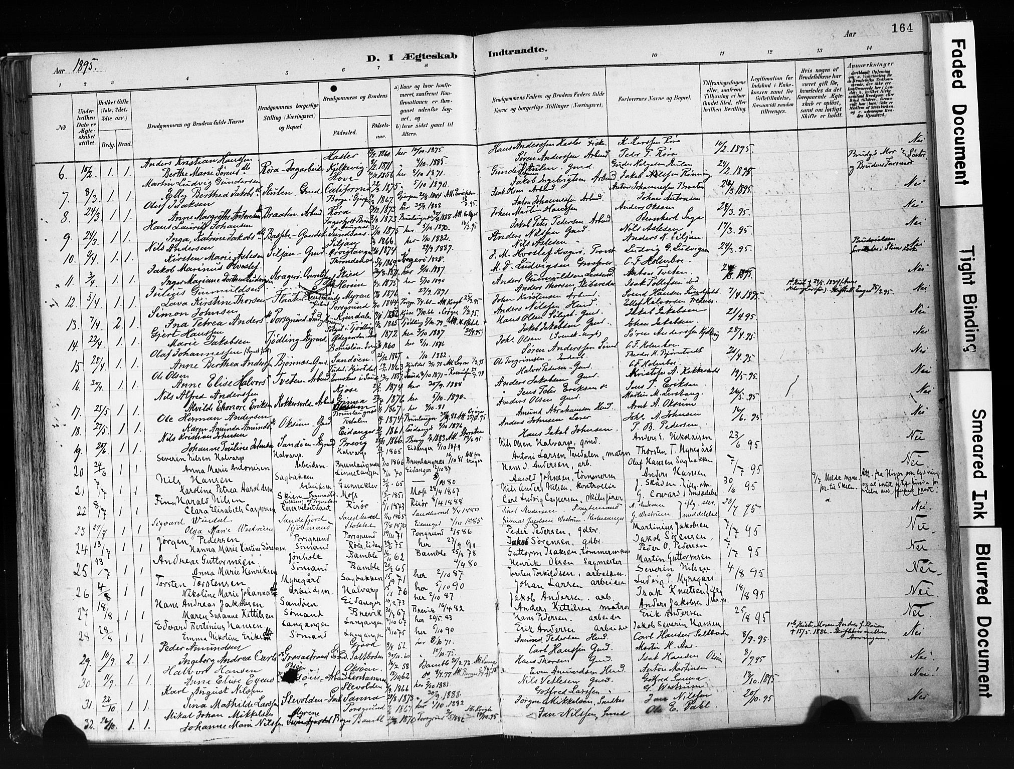 Eidanger kirkebøker, AV/SAKO-A-261/F/Fa/L0012: Ministerialbok nr. 12, 1879-1900, s. 164