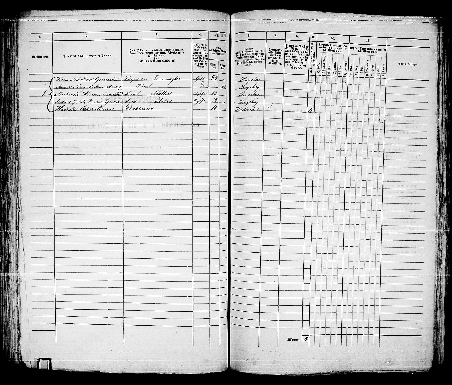 RA, Folketelling 1865 for 0604B Kongsberg prestegjeld, Kongsberg kjøpstad, 1865, s. 1171