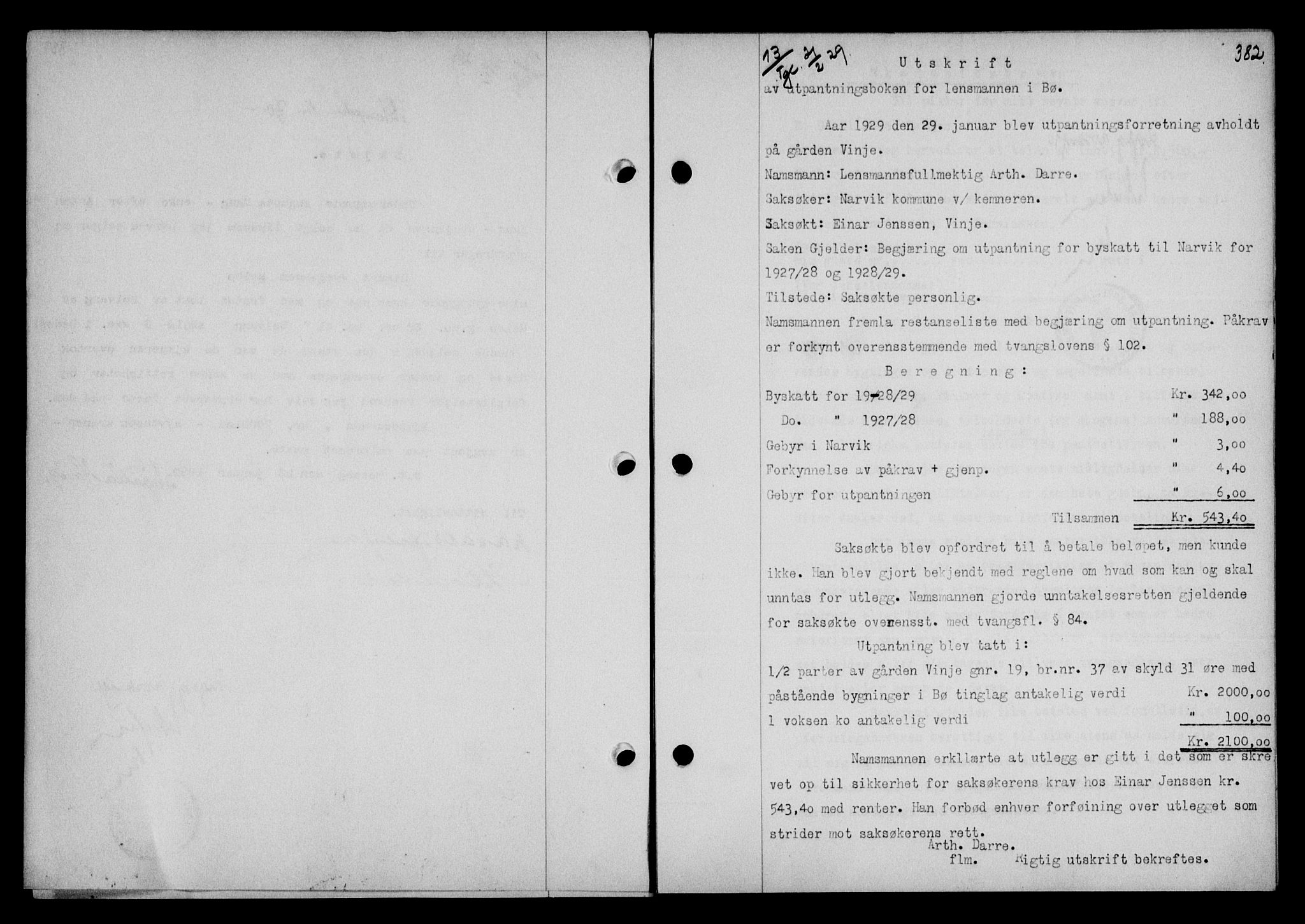 Vesterålen sorenskriveri, SAT/A-4180/1/2/2Ca/L0047: Pantebok nr. 40, 1928-1929, Tingl.dato: 21.02.1929