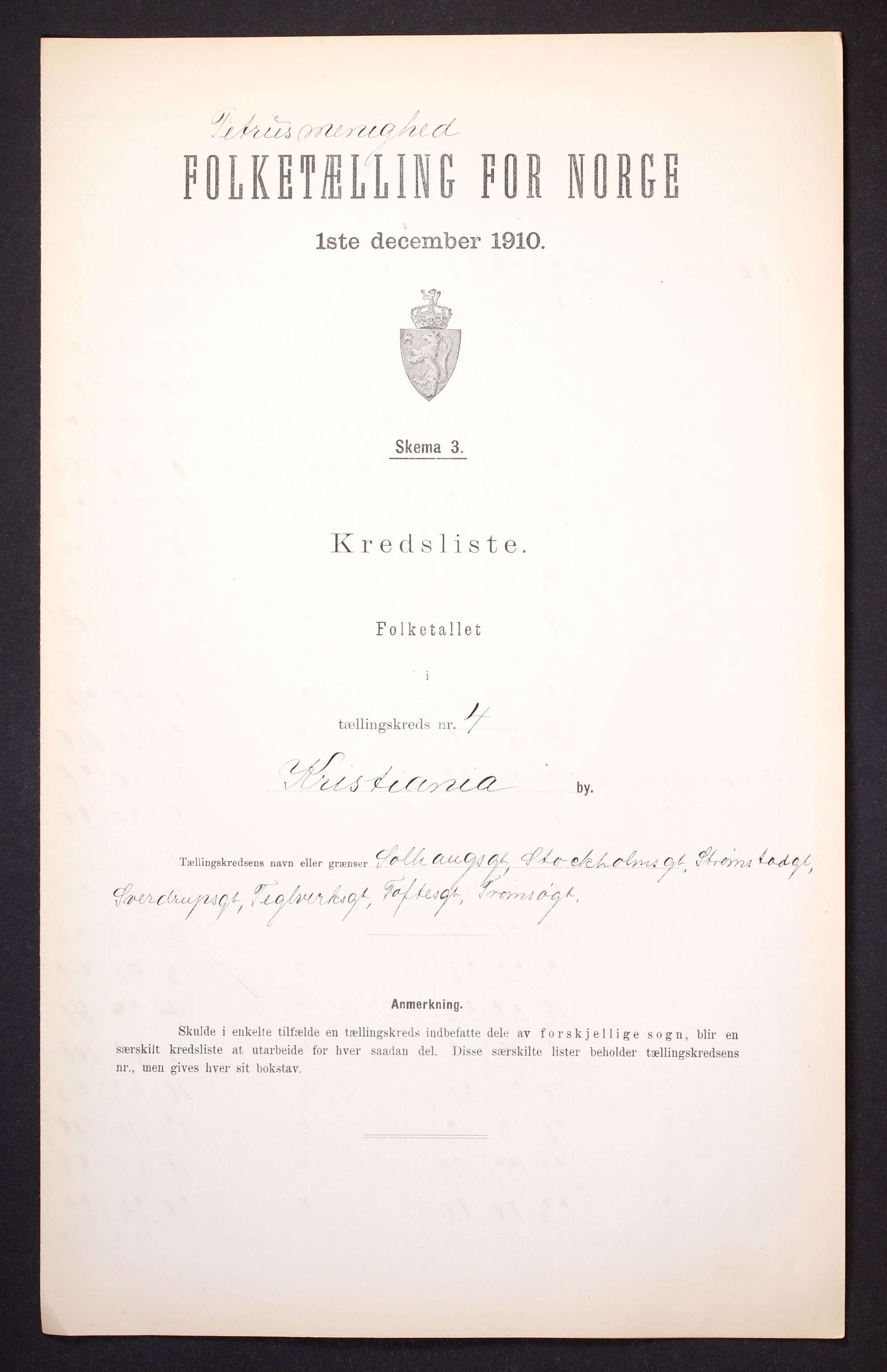 RA, Folketelling 1910 for 0301 Kristiania kjøpstad, 1910, s. 406