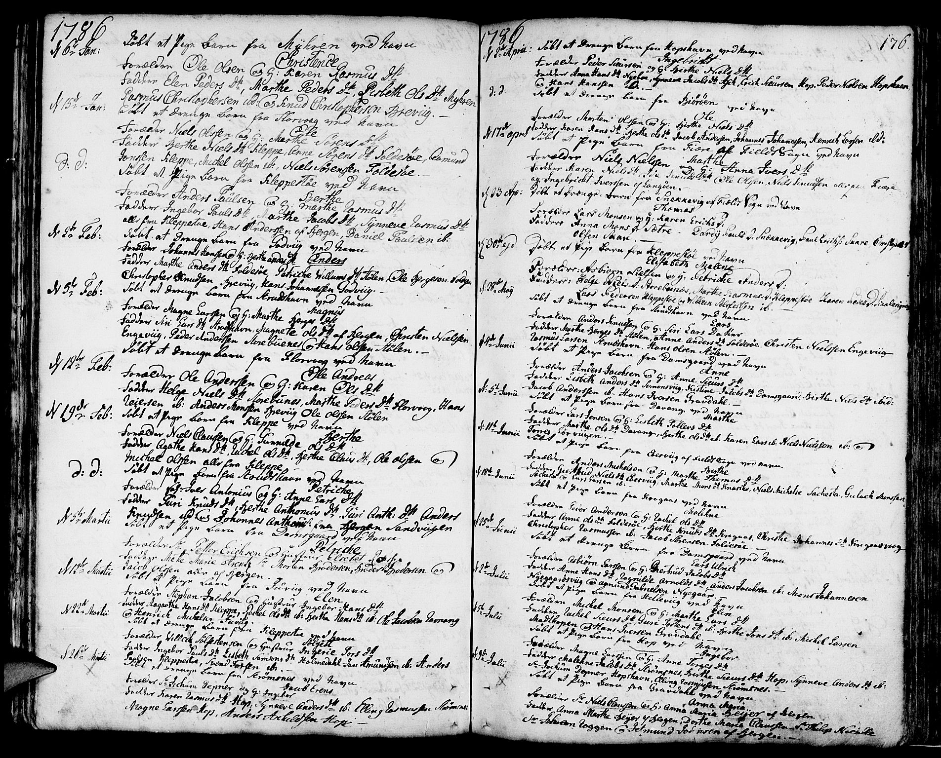 Askøy Sokneprestembete, AV/SAB-A-74101/H/Ha/Haa/Haaa/L0001: Ministerialbok nr. A 1, 1742-1818, s. 176