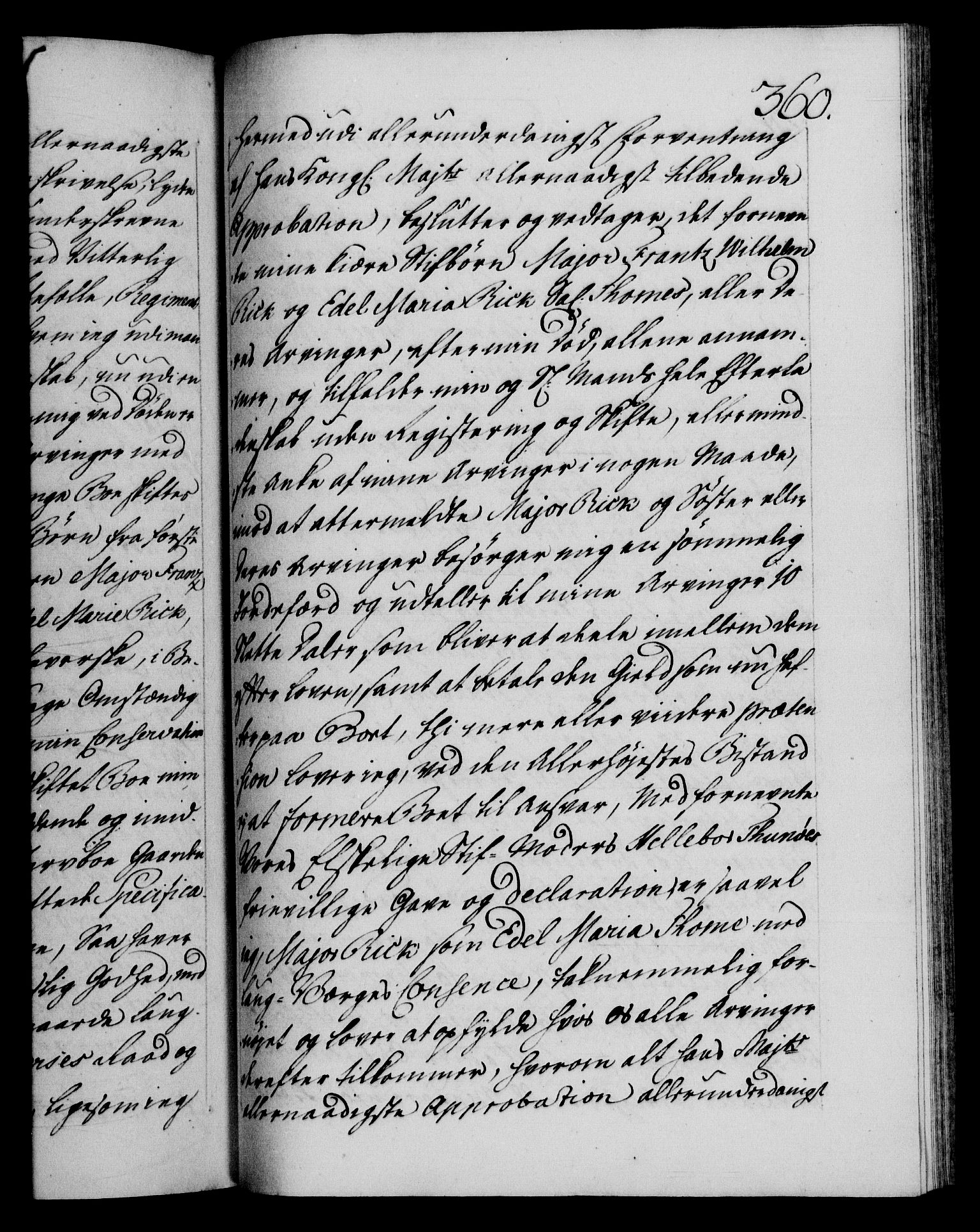 Danske Kanselli 1572-1799, RA/EA-3023/F/Fc/Fca/Fcaa/L0040: Norske registre, 1757-1759, s. 360a