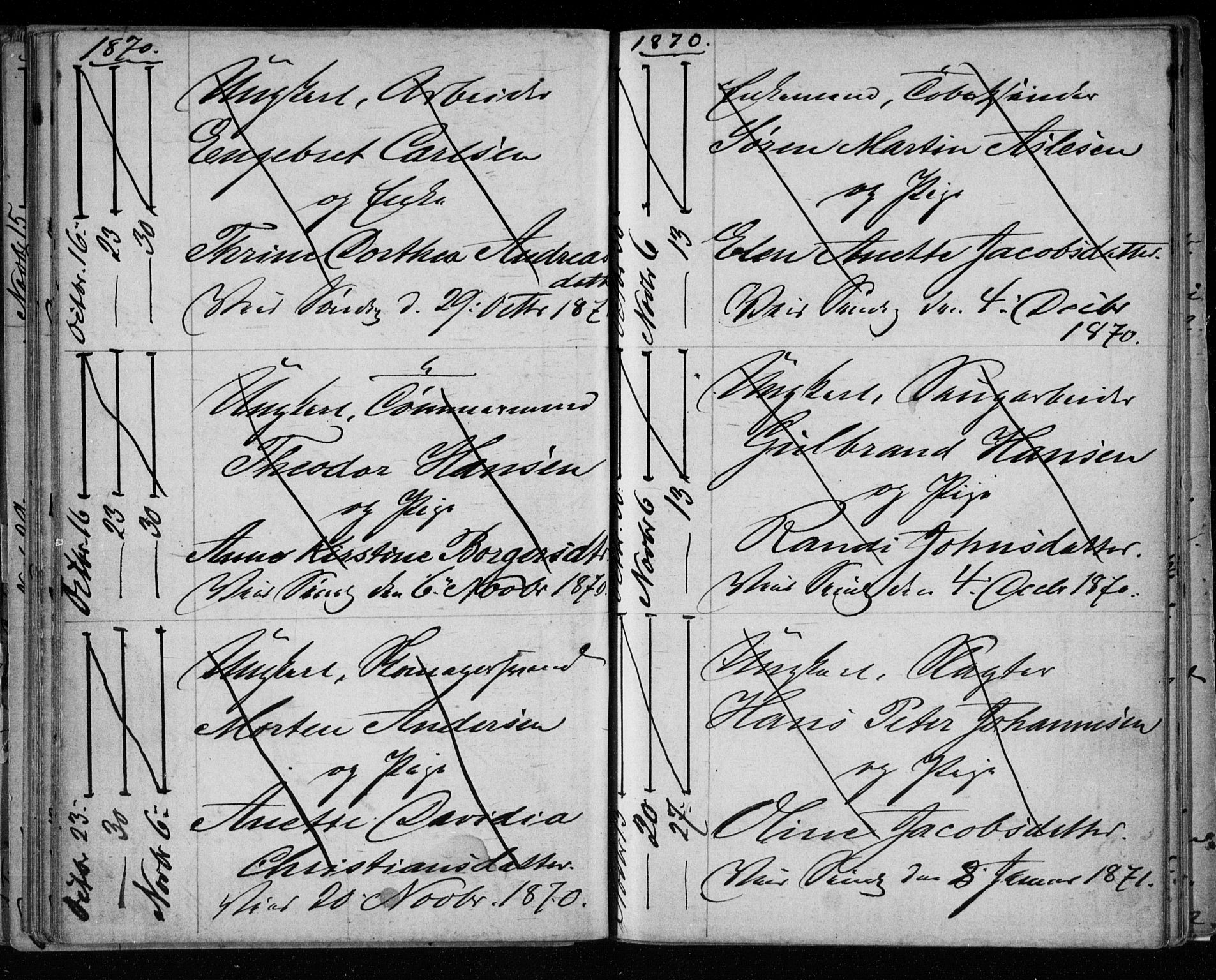 Bragernes kirkebøker, AV/SAKO-A-6/H/Ha/L0005: Lysningsprotokoll nr. 5, 1866-1872