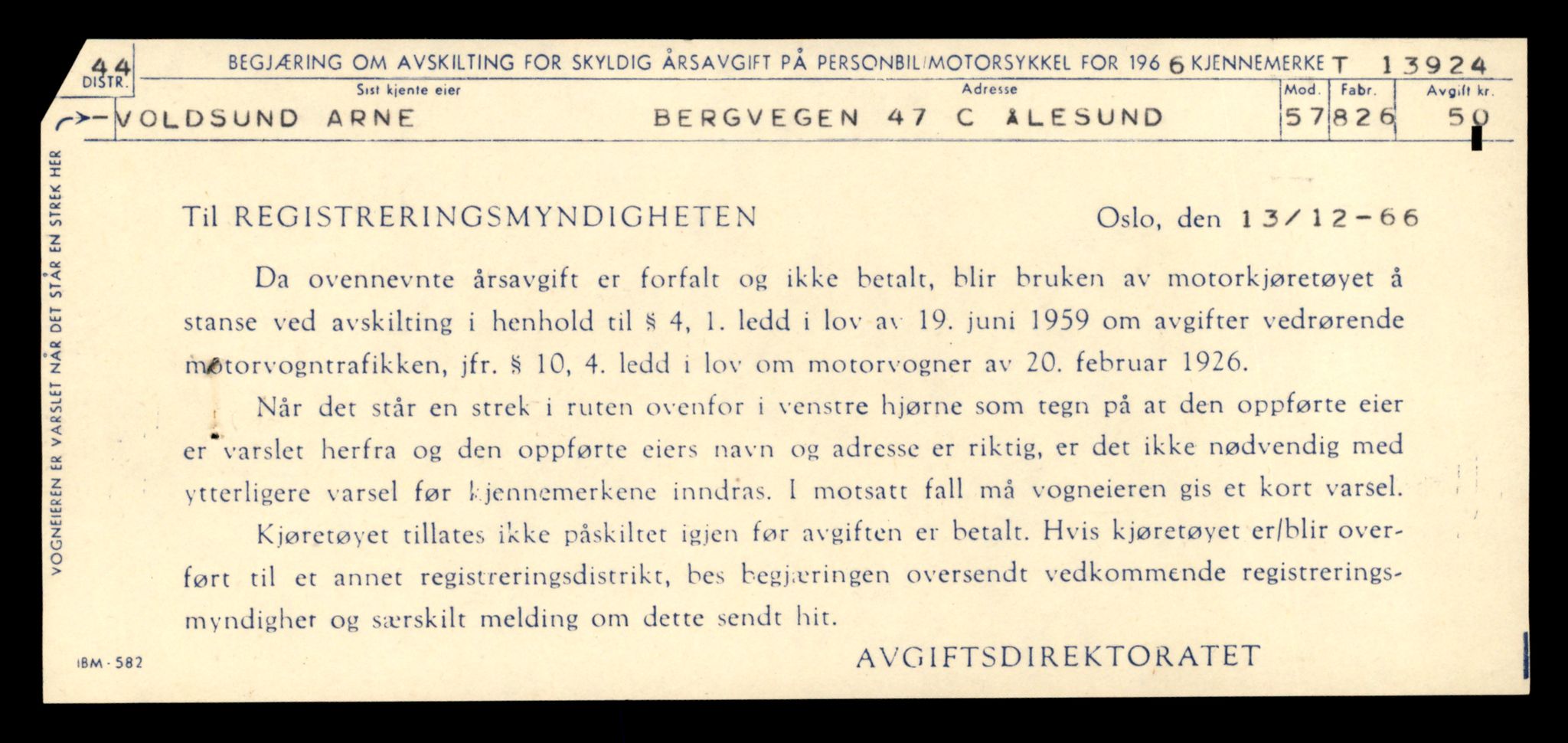 Møre og Romsdal vegkontor - Ålesund trafikkstasjon, AV/SAT-A-4099/F/Fe/L0042: Registreringskort for kjøretøy T 13906 - T 14079, 1927-1998, s. 276
