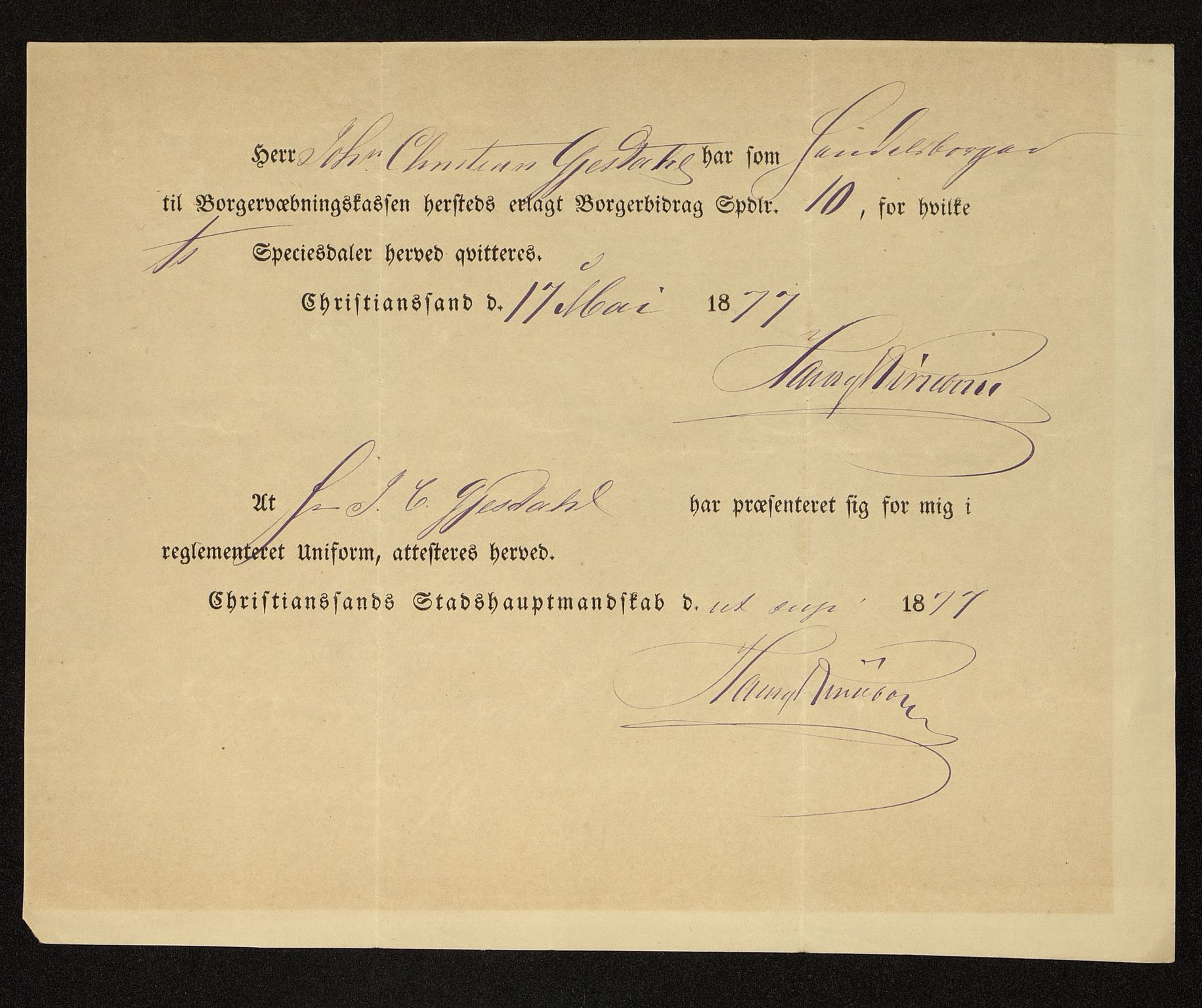 Kristiansand By - Magistraten, IKAV/1001KG122/G/Gc/L0009: Borgerbrev, 1877-1901