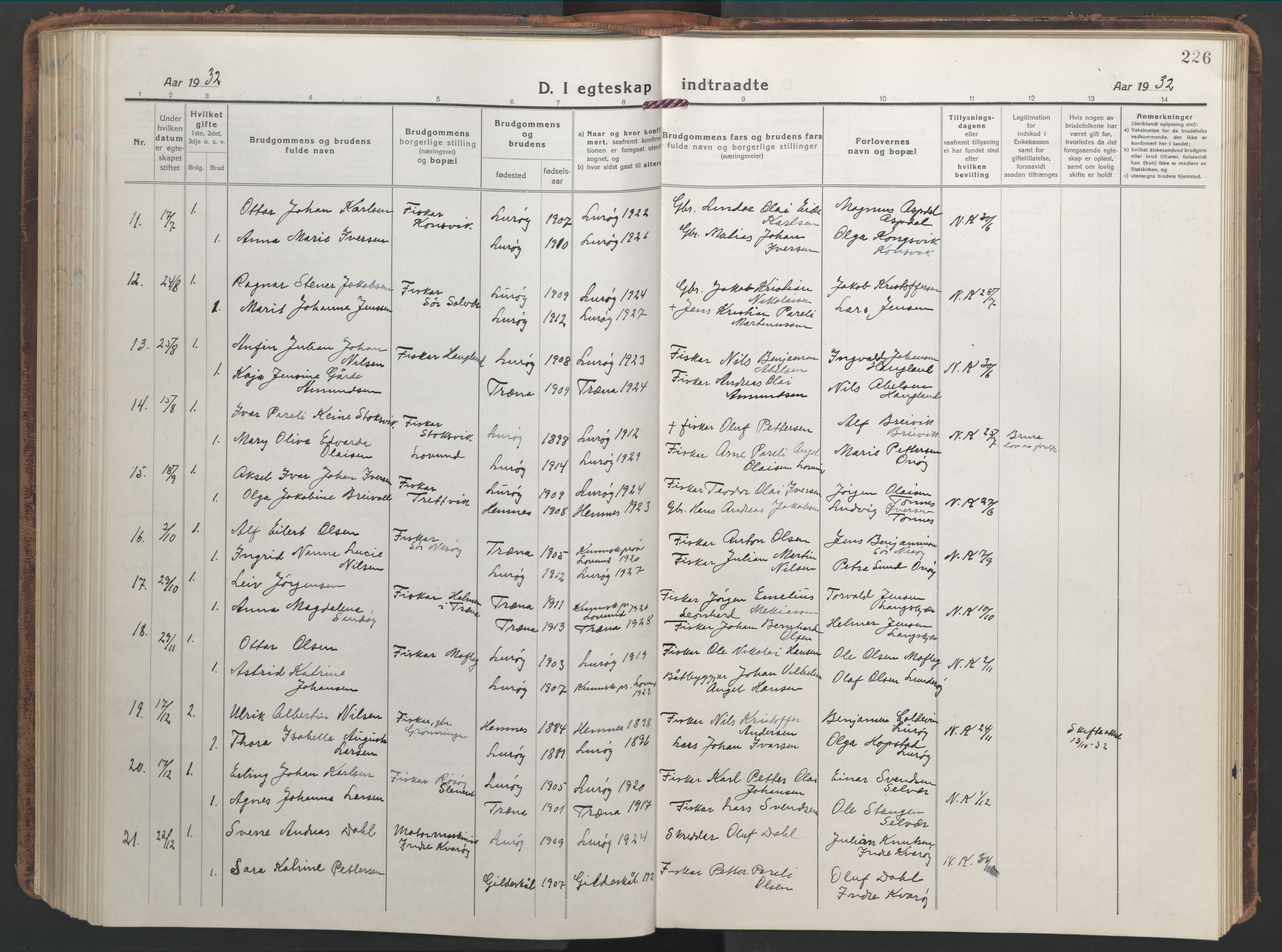 Ministerialprotokoller, klokkerbøker og fødselsregistre - Nordland, AV/SAT-A-1459/839/L0574: Klokkerbok nr. 839C04, 1918-1950, s. 226