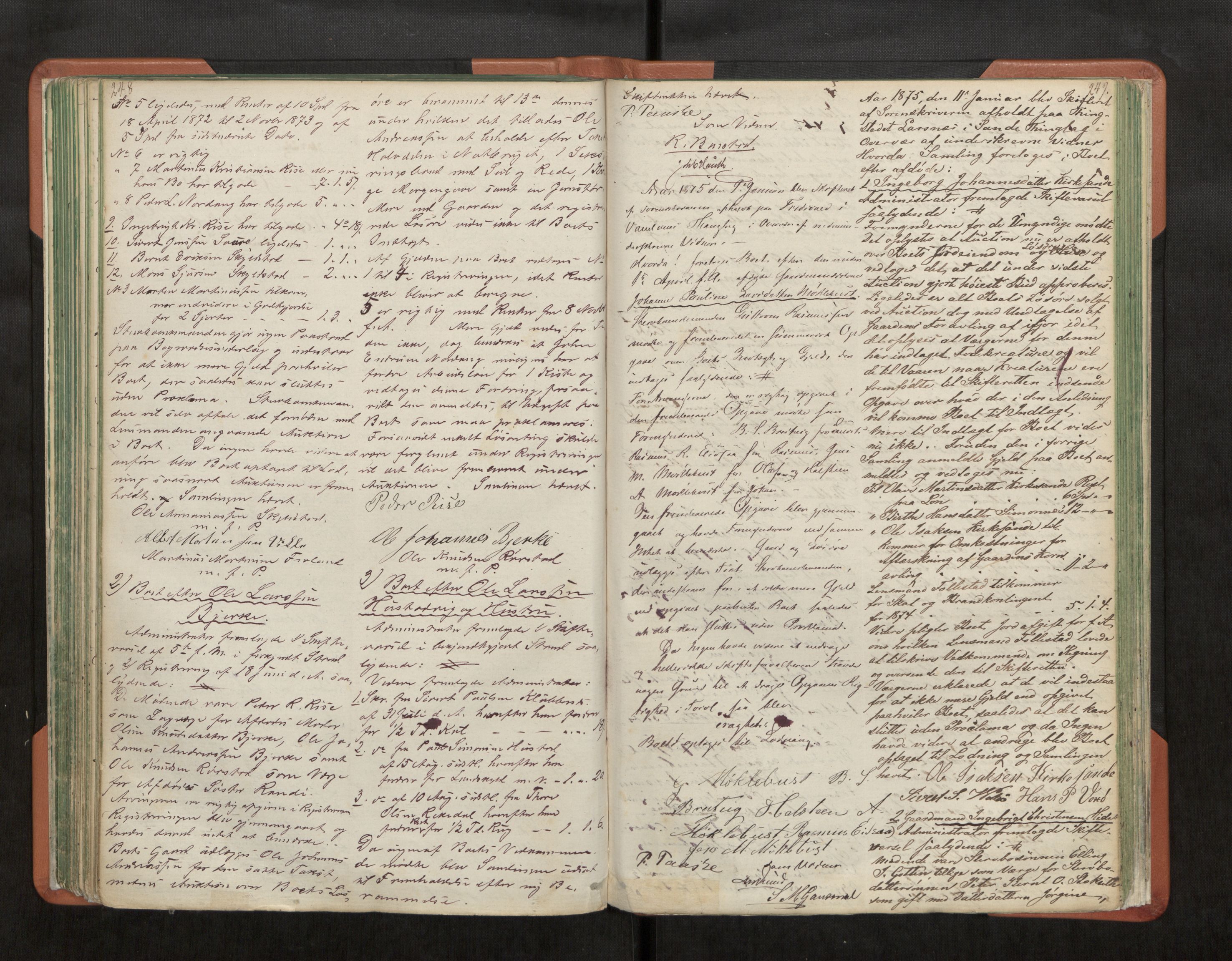 Søre Sunnmøre sorenskriveri, AV/SAT-A-4122/1/3/3B/L0004: Skiftebehandlings- / Skifteforhandlingsprotokollar, 1864-1880, s. 248-249