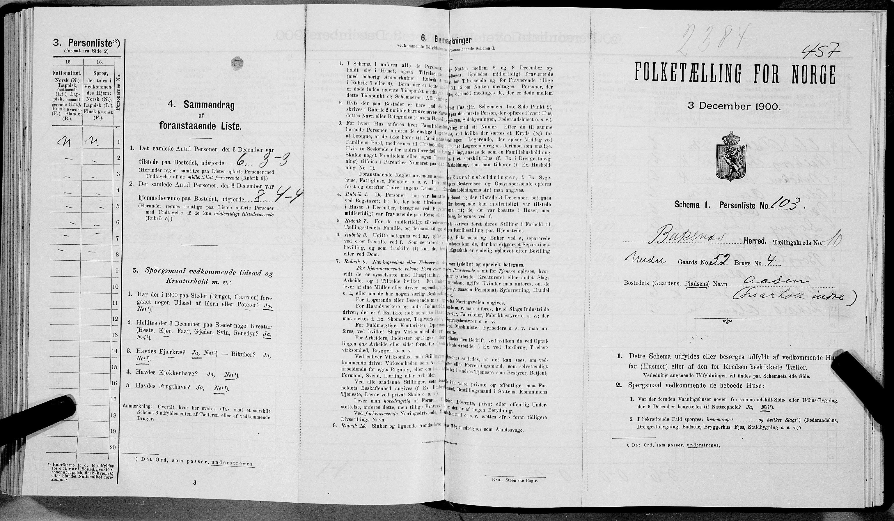 SAT, Folketelling 1900 for 1860 Buksnes herred, 1900, s. 1524