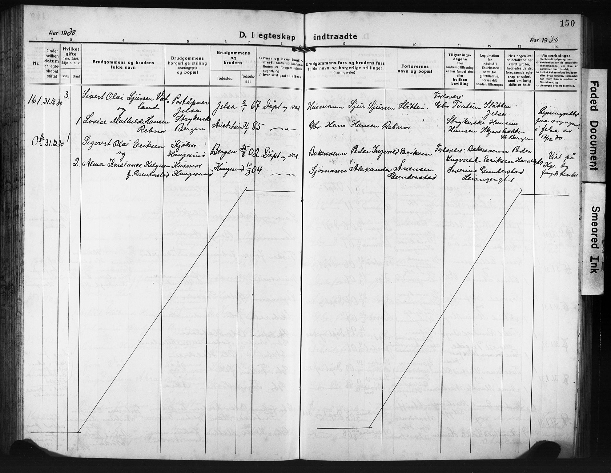 Haugesund sokneprestkontor, SAST/A -101863/H/Ha/Hab/L0010: Klokkerbok nr. B 10, 1920-1931, s. 150