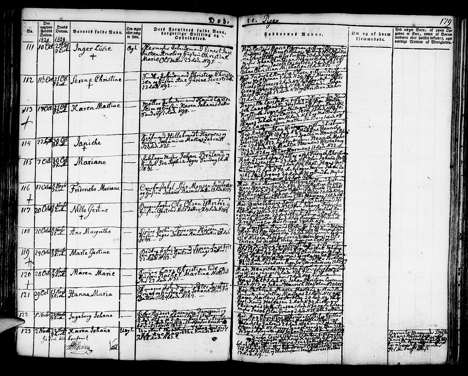 Korskirken sokneprestembete, AV/SAB-A-76101/H/Hab: Klokkerbok nr. A 3, 1821-1831, s. 179