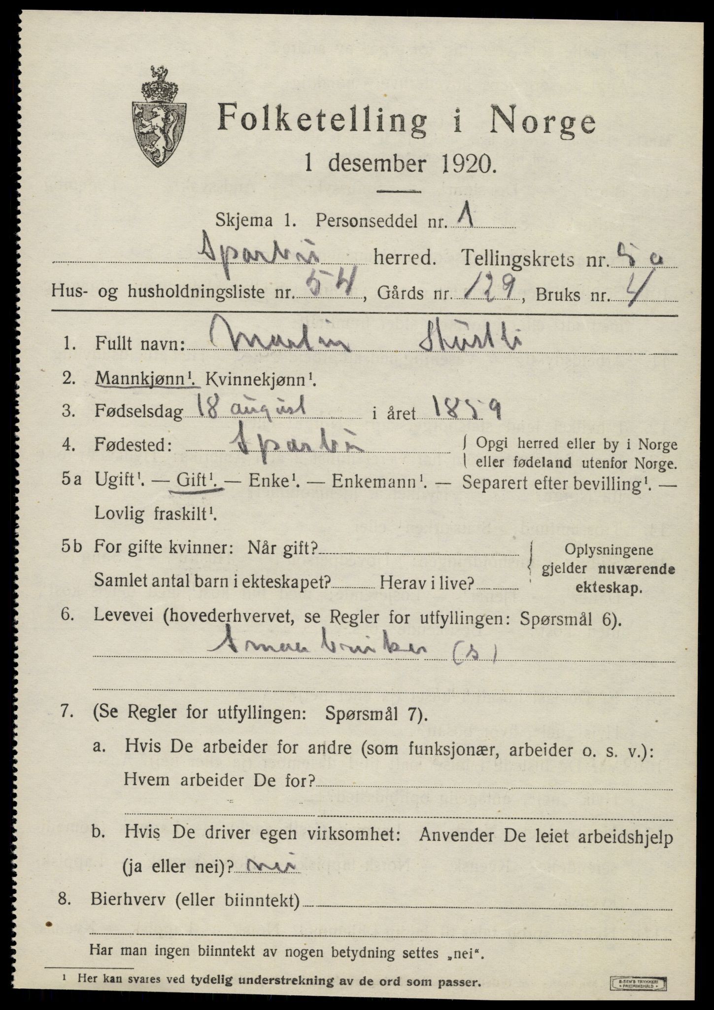 SAT, Folketelling 1920 for 1731 Sparbu herred, 1920, s. 6809