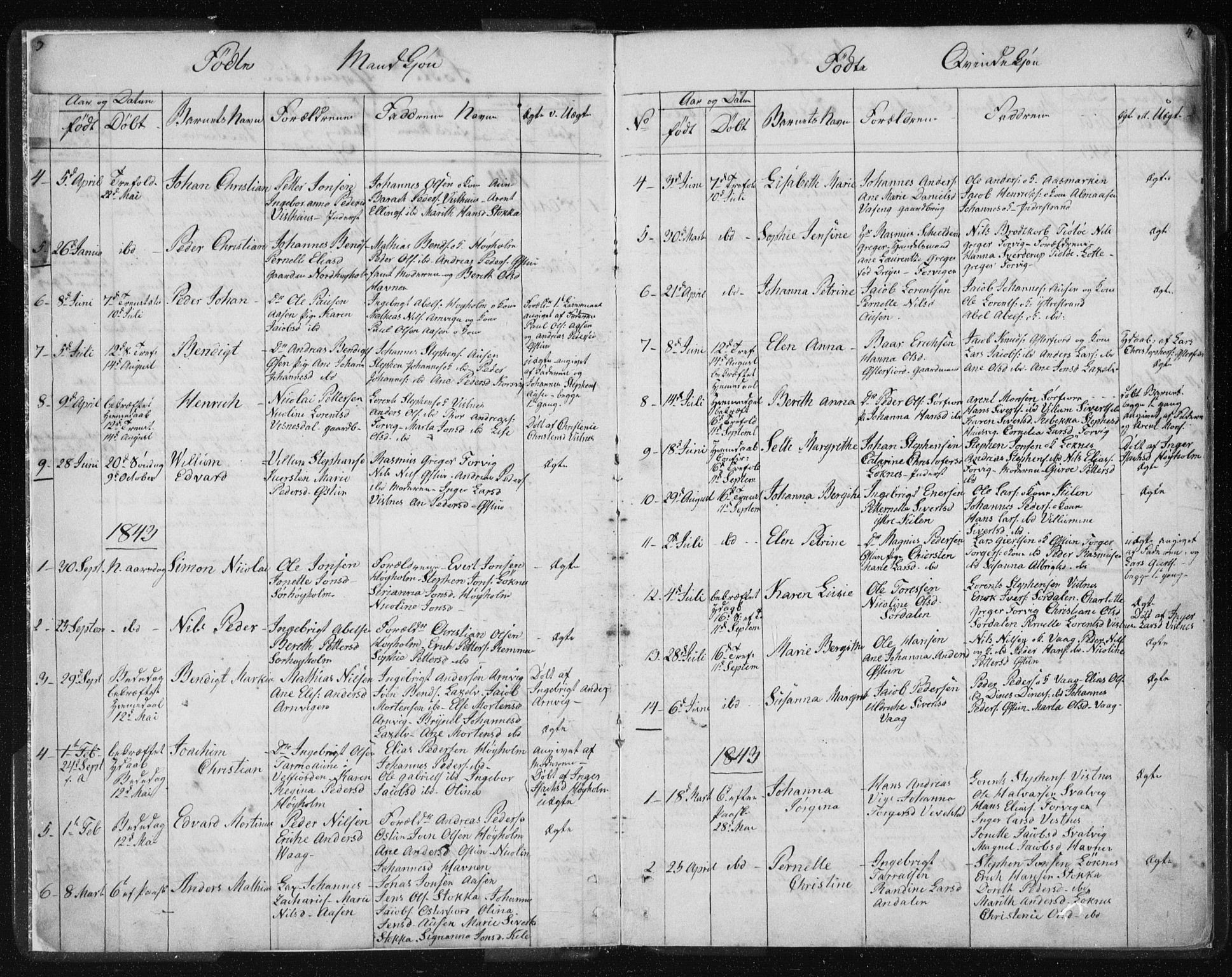 Ministerialprotokoller, klokkerbøker og fødselsregistre - Nordland, SAT/A-1459/819/L0275: Klokkerbok nr. 819C01, 1841-1868, s. 3-4