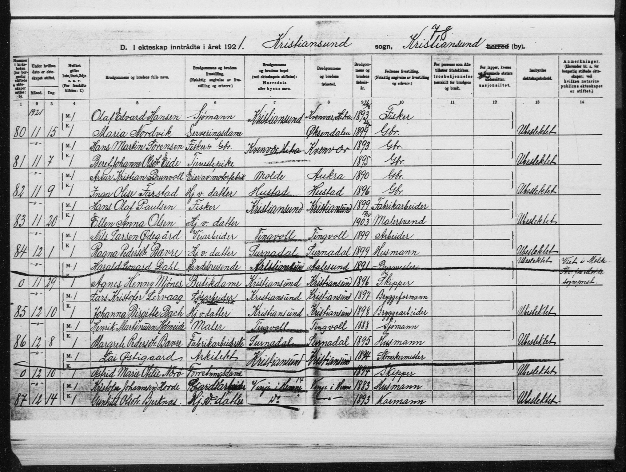 Ministerialprotokoller, klokkerbøker og fødselsregistre - Møre og Romsdal, AV/SAT-A-1454/572/L0862: Ministerialbok nr. 572D06, 1917-1935