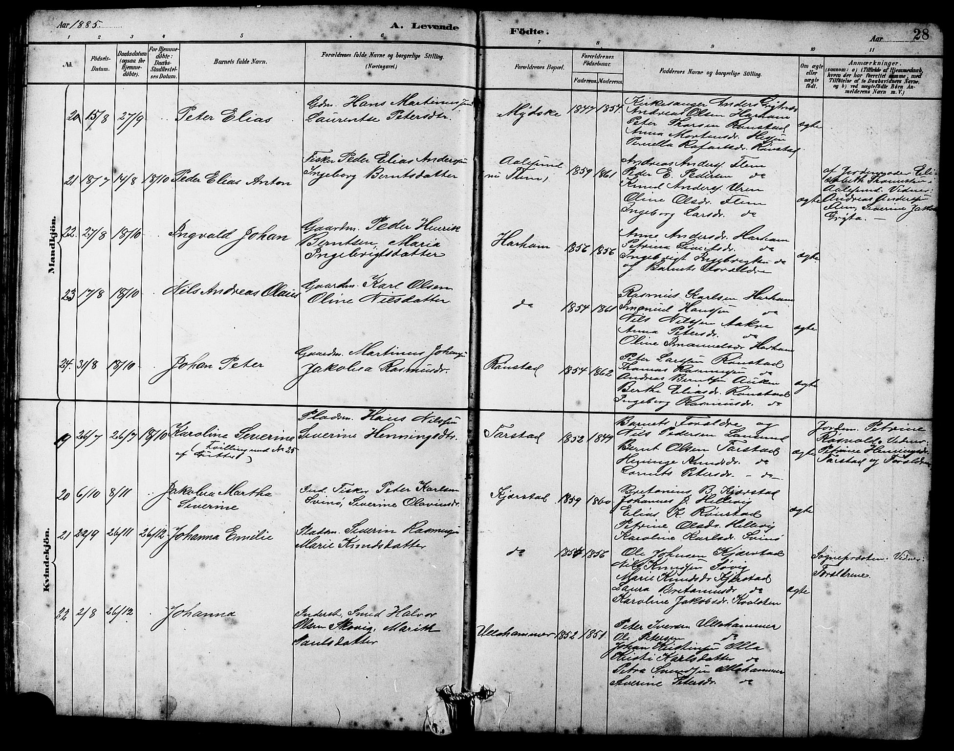 Ministerialprotokoller, klokkerbøker og fødselsregistre - Møre og Romsdal, SAT/A-1454/536/L0510: Klokkerbok nr. 536C05, 1881-1898, s. 28