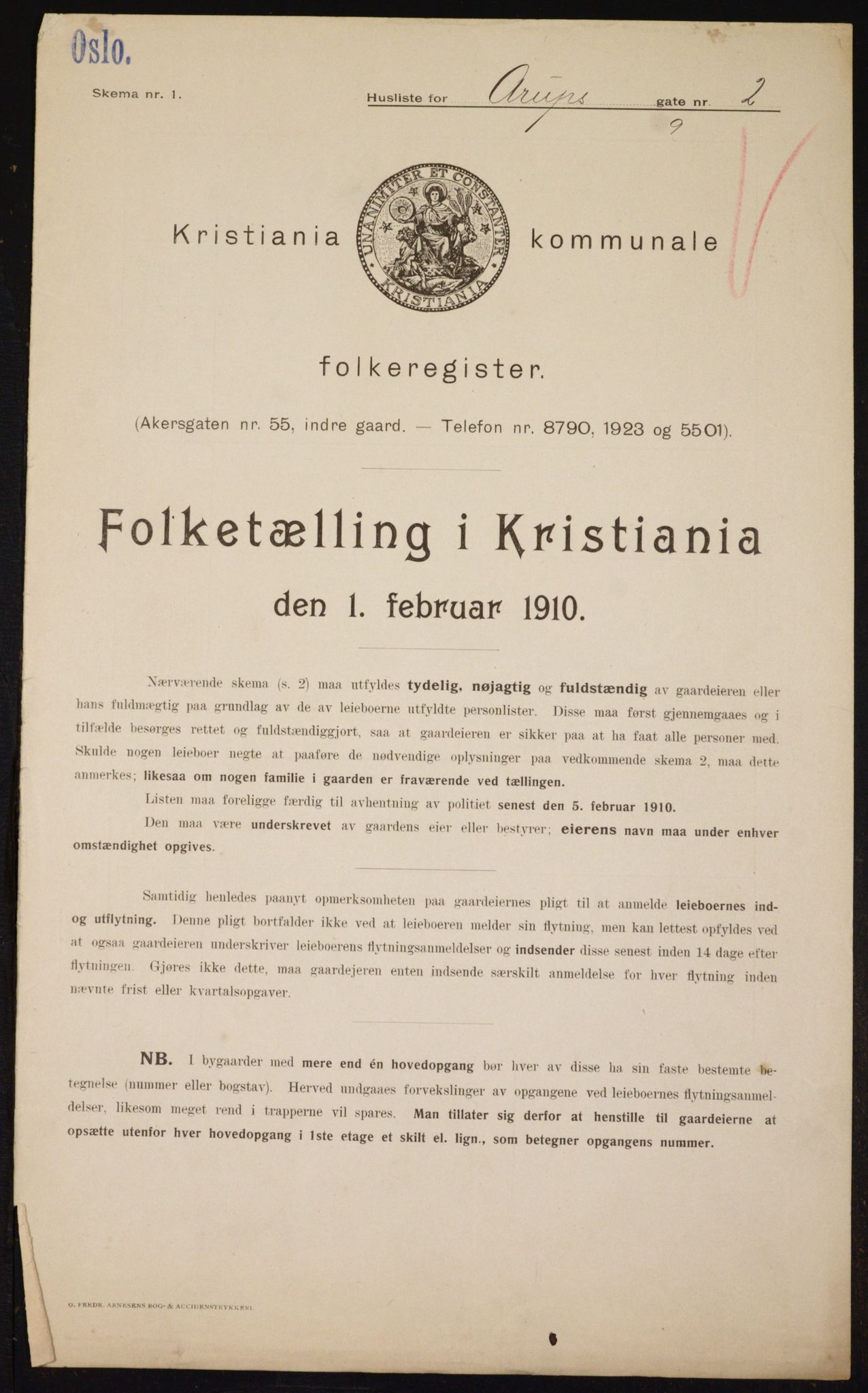 OBA, Kommunal folketelling 1.2.1910 for Kristiania, 1910, s. 2020