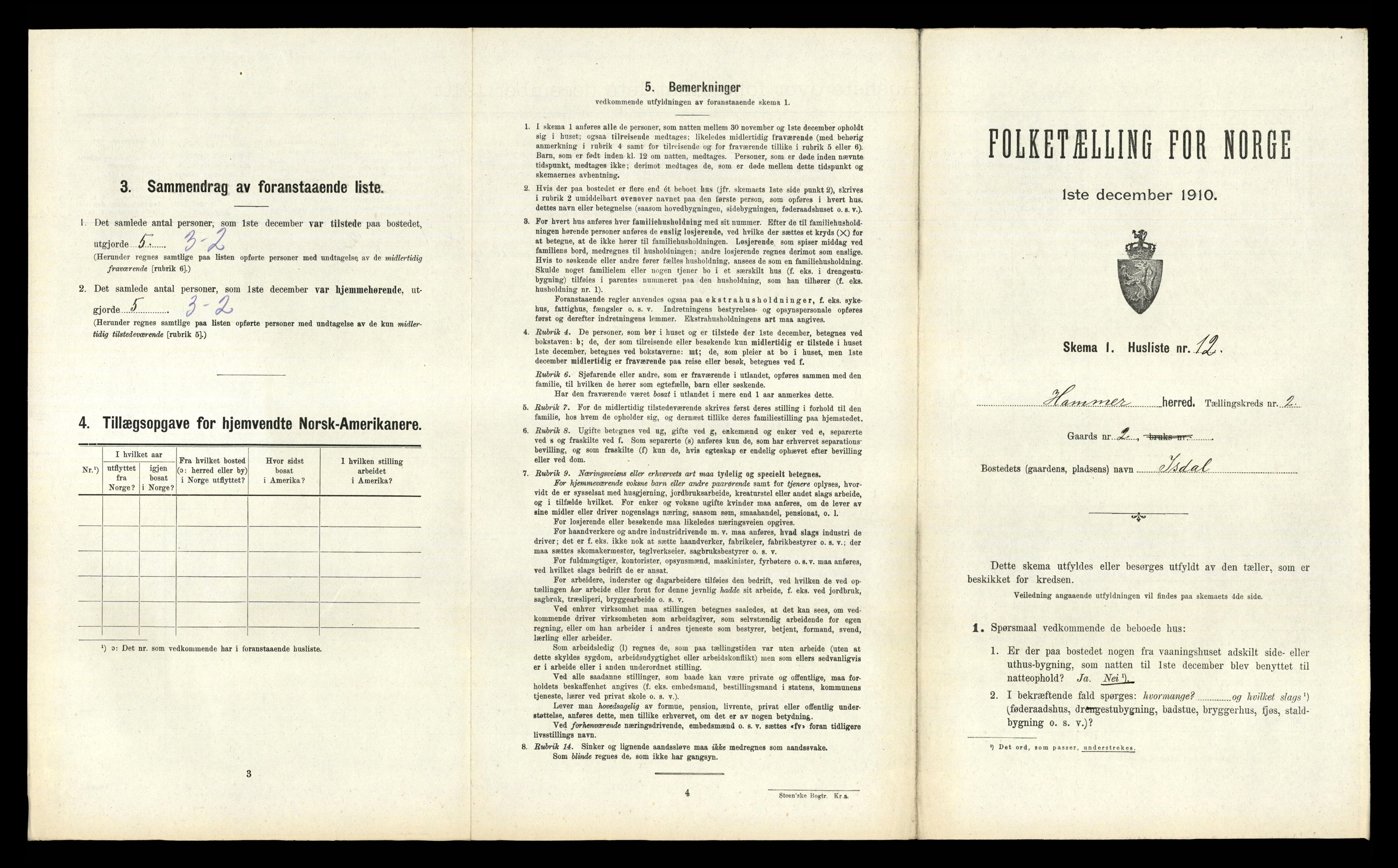 RA, Folketelling 1910 for 1254 Hamre herred, 1910, s. 96