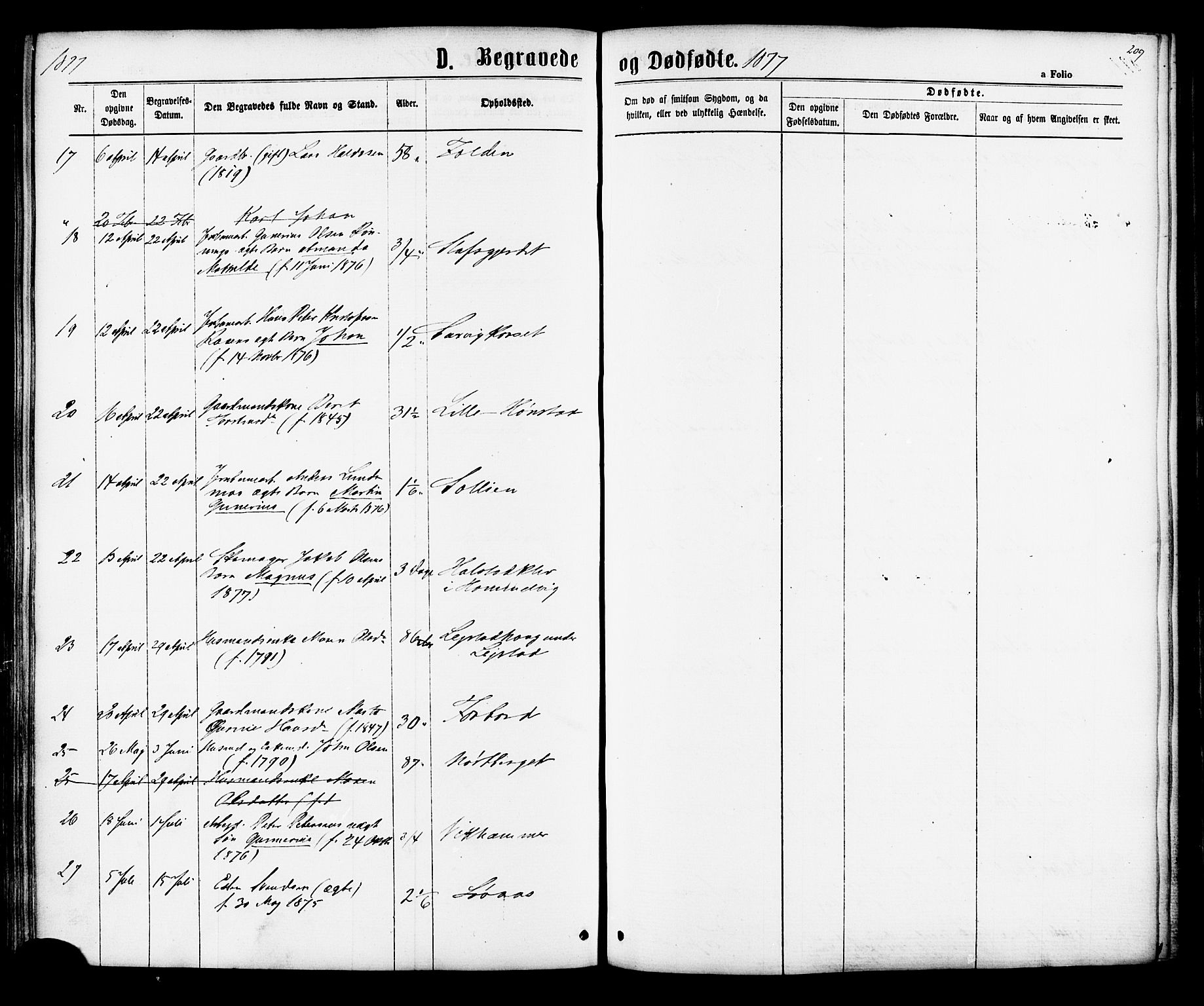 Ministerialprotokoller, klokkerbøker og fødselsregistre - Sør-Trøndelag, AV/SAT-A-1456/616/L0409: Ministerialbok nr. 616A06, 1865-1877, s. 209