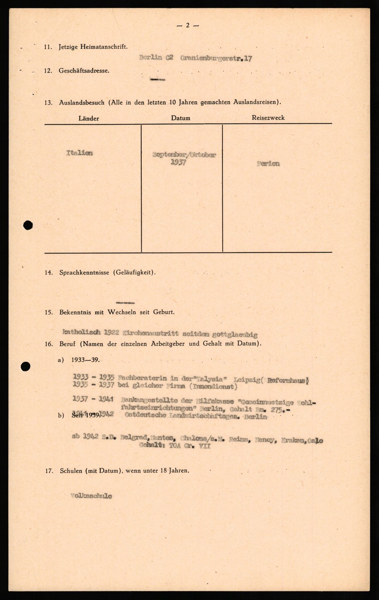 Forsvaret, Forsvarets overkommando II, AV/RA-RAFA-3915/D/Db/L0028: CI Questionaires. Tyske okkupasjonsstyrker i Norge. Tyskere., 1945-1946, s. 196