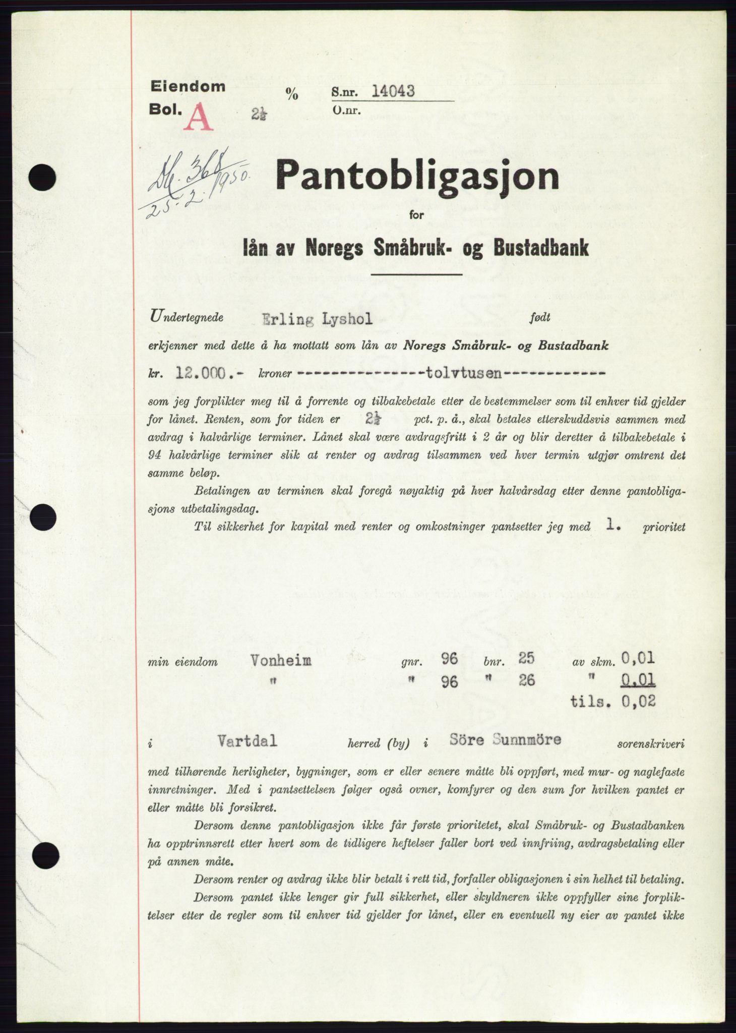 Søre Sunnmøre sorenskriveri, SAT/A-4122/1/2/2C/L0118: Pantebok nr. 6B, 1949-1950, Dagboknr: 368/1950