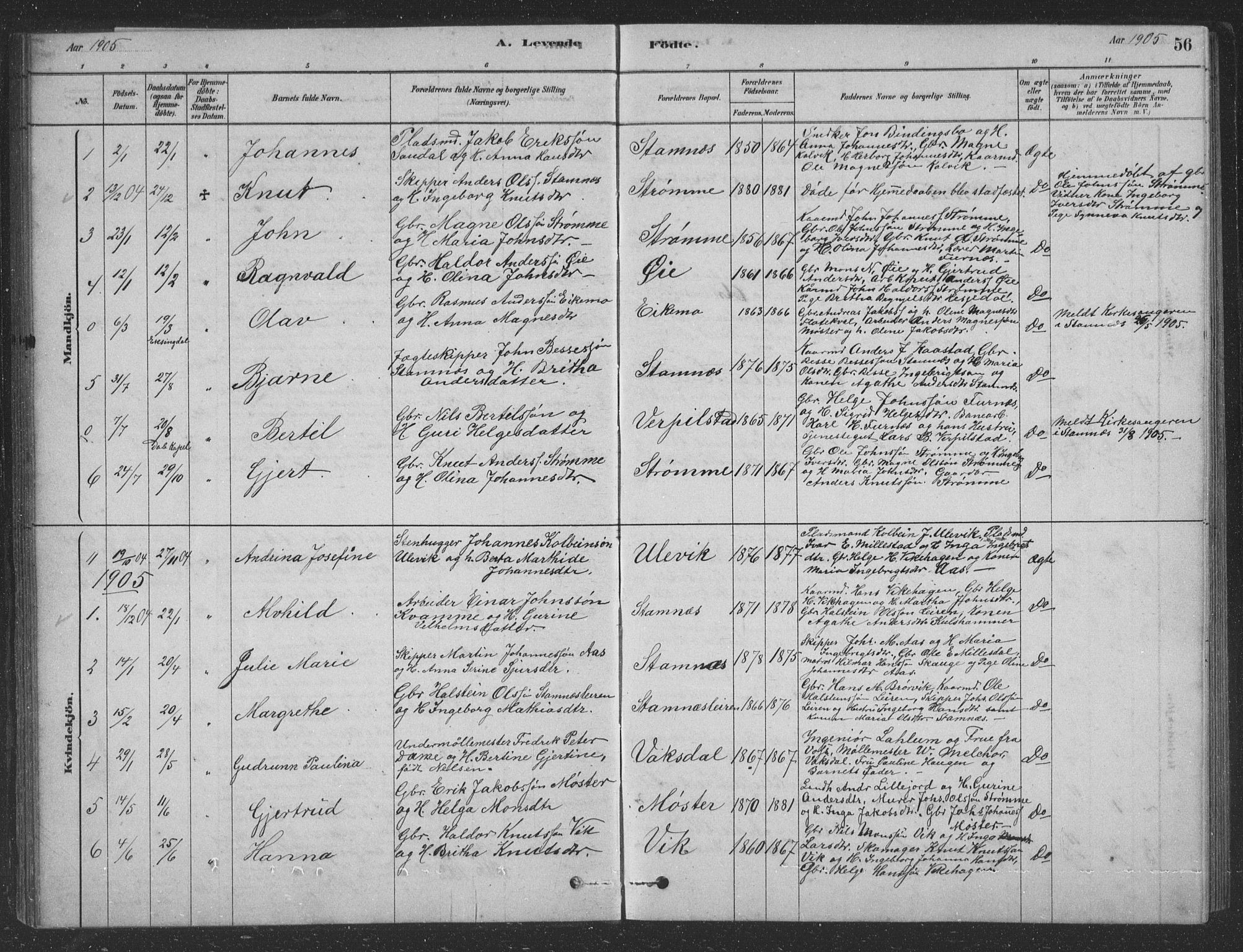 Vaksdal Sokneprestembete, AV/SAB-A-78901/H/Hab: Klokkerbok nr. D 1, 1878-1939, s. 56