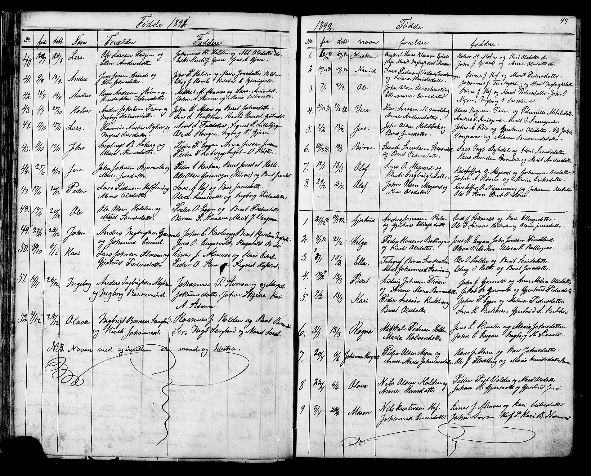Ministerialprotokoller, klokkerbøker og fødselsregistre - Sør-Trøndelag, AV/SAT-A-1456/686/L0985: Klokkerbok nr. 686C01, 1871-1933, s. 44