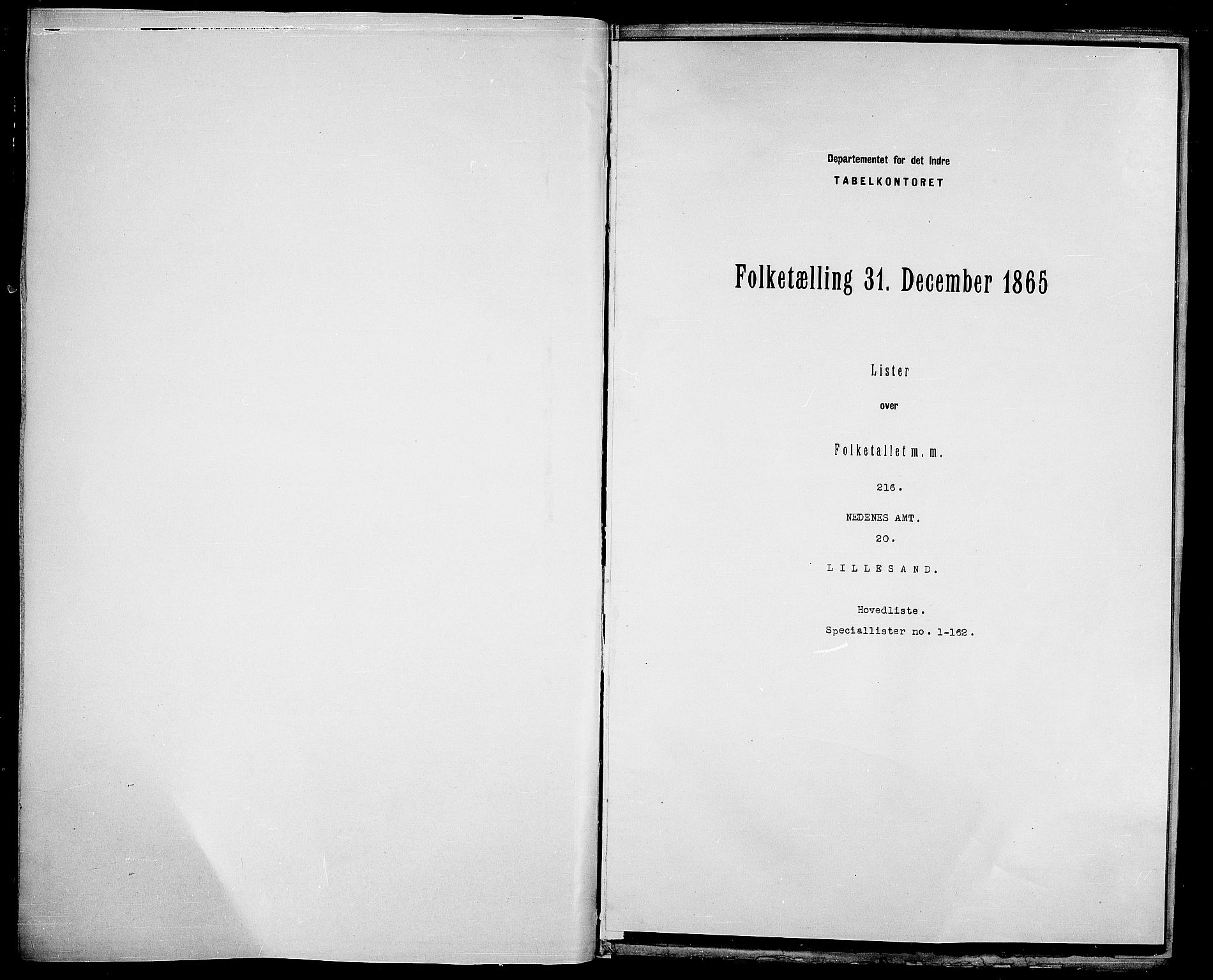 RA, Folketelling 1865 for 0905B Vestre Moland prestegjeld, Lillesand ladested, 1865, s. 3
