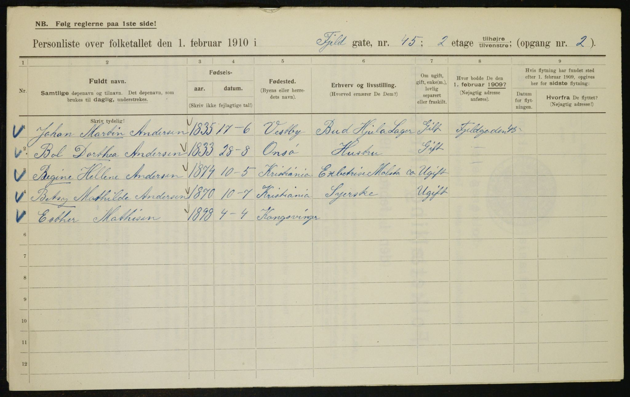 OBA, Kommunal folketelling 1.2.1910 for Kristiania, 1910, s. 23141