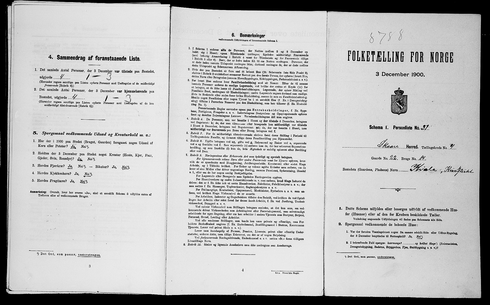 SAST, Folketelling 1900 for 1153 Skåre herred, 1900, s. 454