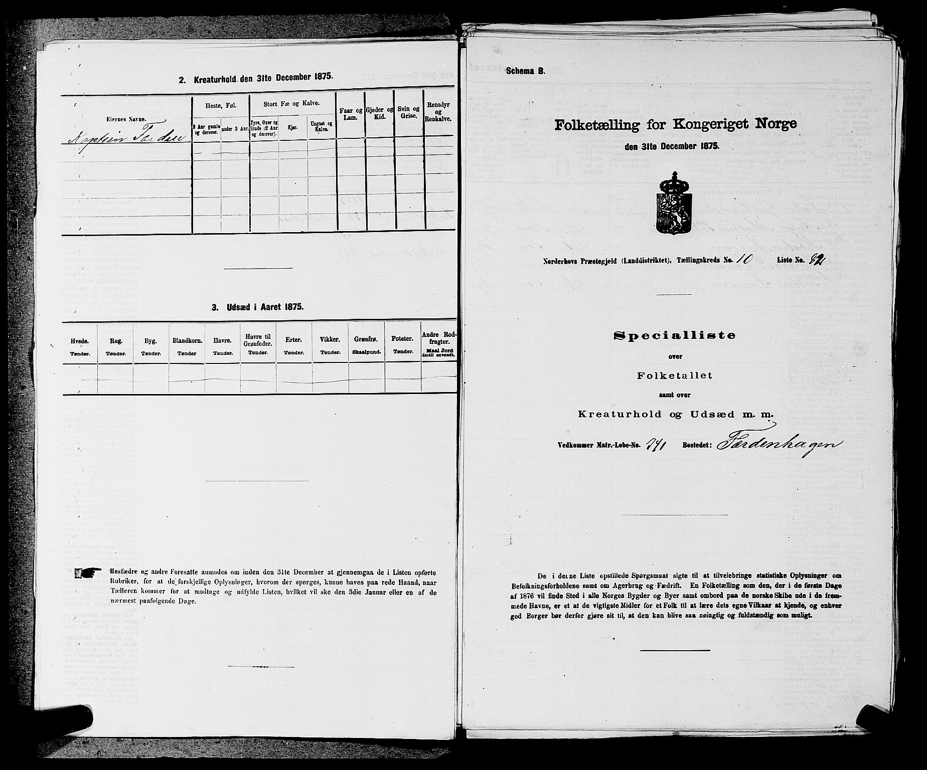 SAKO, Folketelling 1875 for 0613L Norderhov prestegjeld, Norderhov sokn, Haug sokn og Lunder sokn, 1875, s. 1869