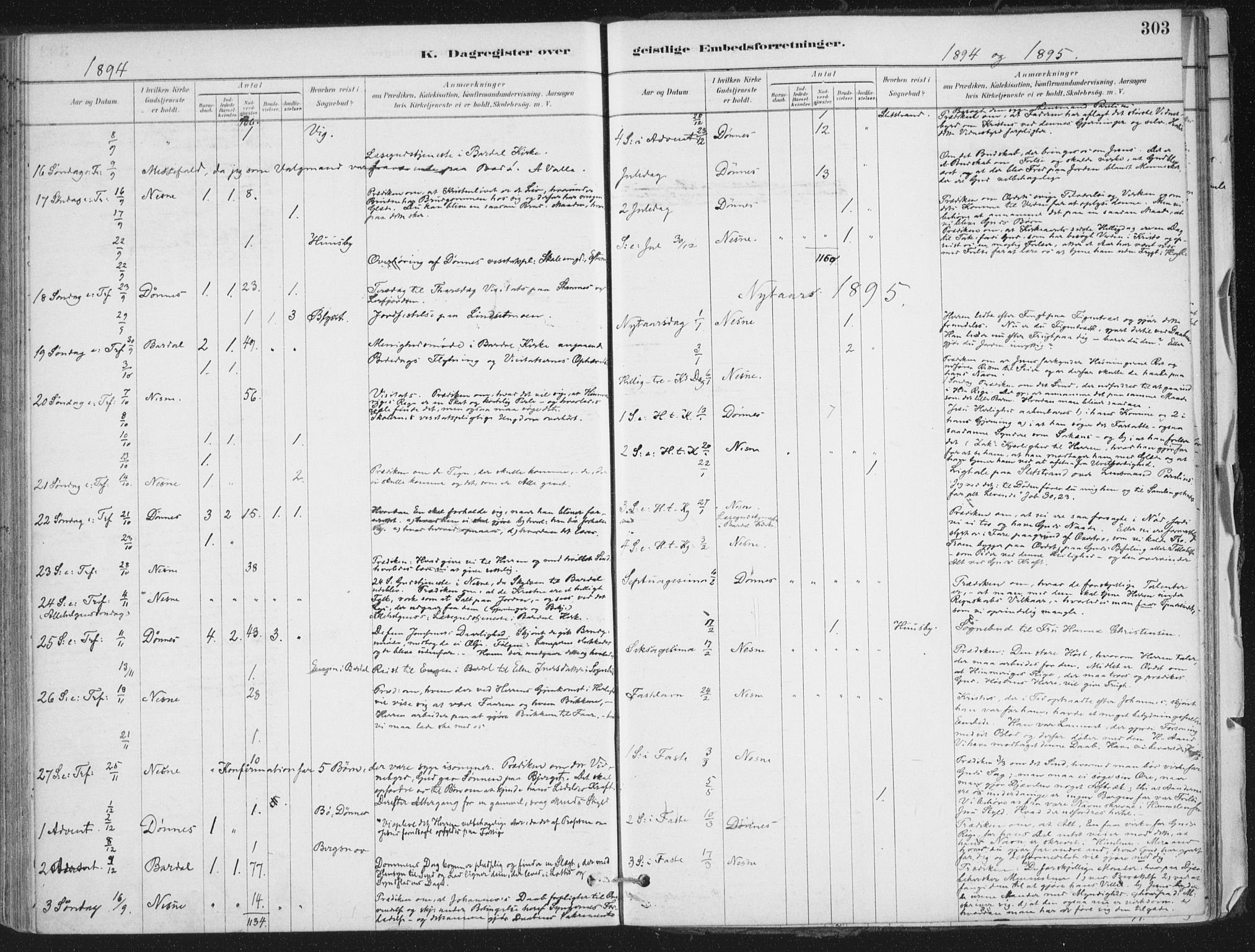 Ministerialprotokoller, klokkerbøker og fødselsregistre - Nordland, SAT/A-1459/838/L0553: Ministerialbok nr. 838A11, 1880-1910, s. 303