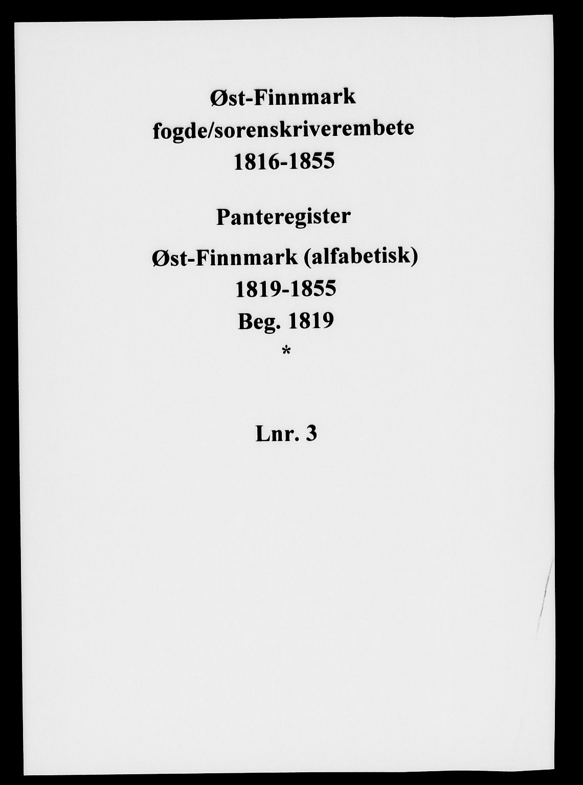 Øst-Finnmark fogderi/sorenskriveri, SATØ/S-0057/K/Ka/L0003pantereg: Panteregister nr. 3, 1819-1855