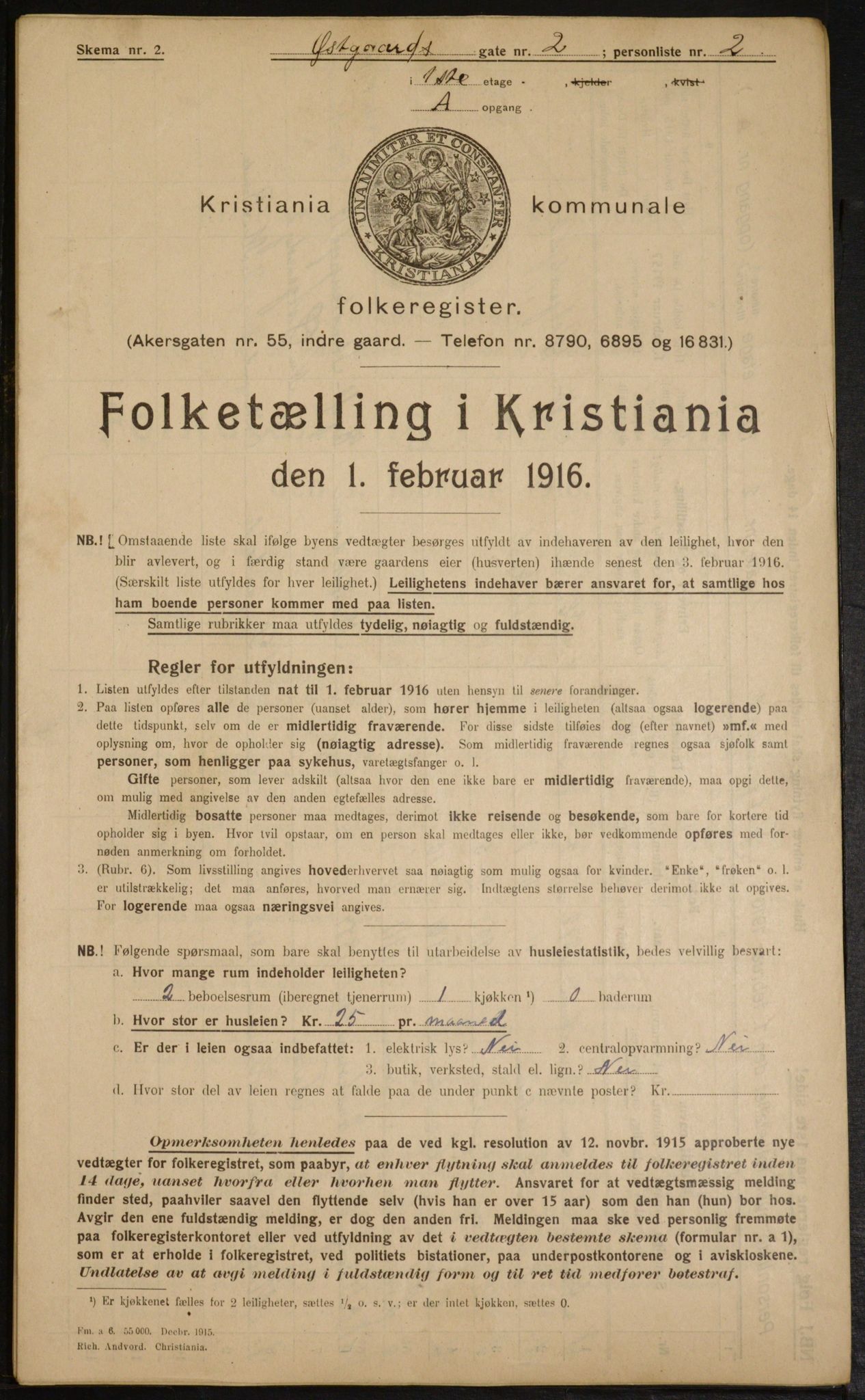 OBA, Kommunal folketelling 1.2.1916 for Kristiania, 1916, s. 132777