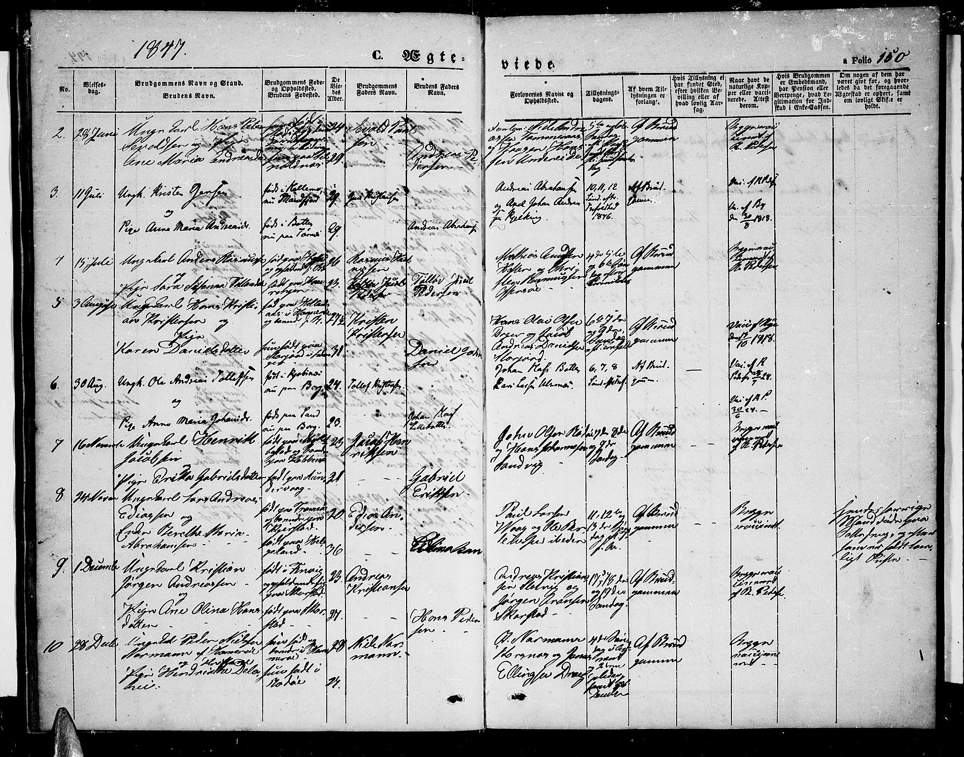 Ministerialprotokoller, klokkerbøker og fødselsregistre - Nordland, AV/SAT-A-1459/872/L1045: Klokkerbok nr. 872C01, 1840-1851, s. 150