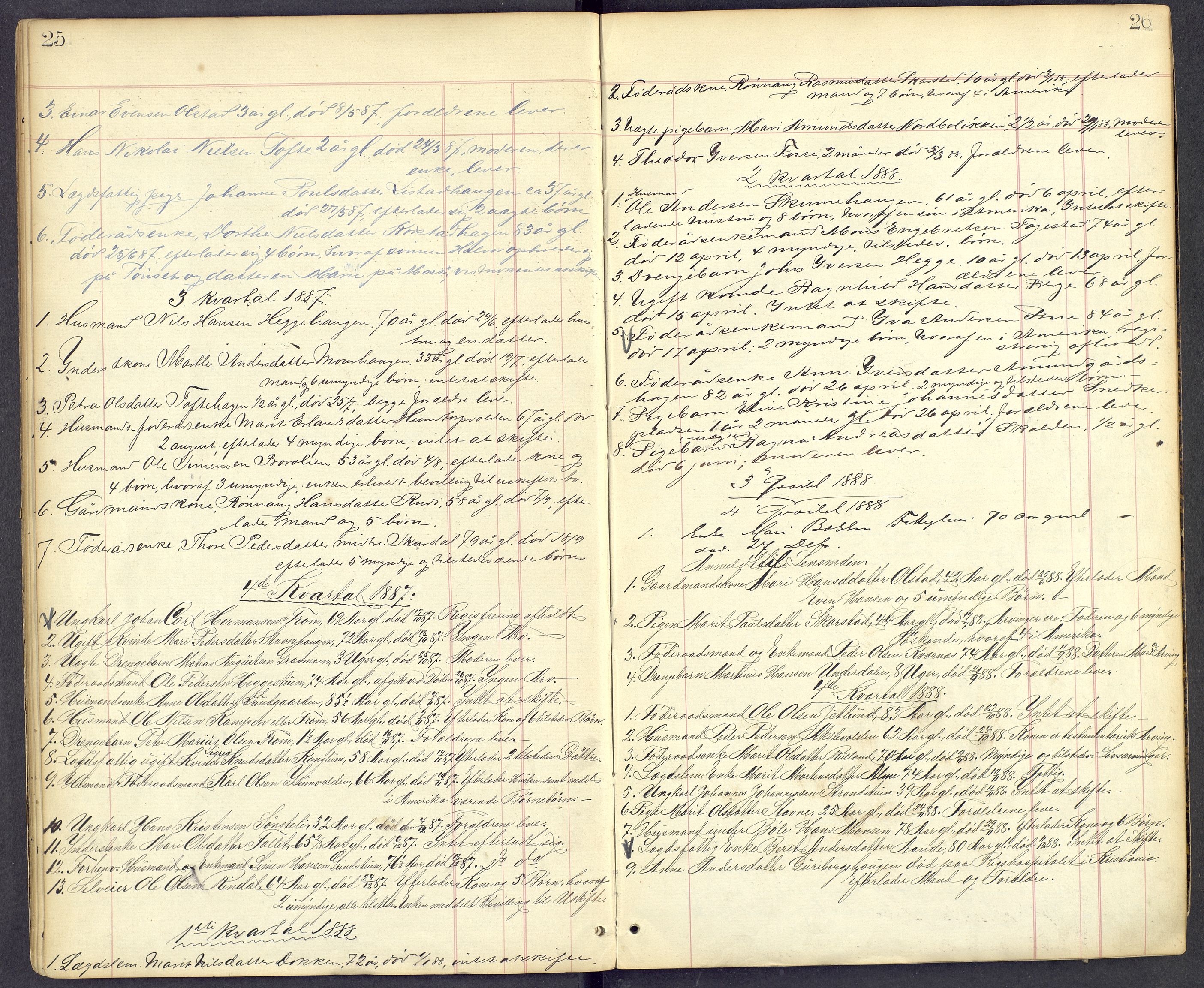Mellom-Gudbrandsdal sorenskriveri, SAH/TING-038/J/Jf/L0002: Dødsfallsprotokoll, 1885-1900, s. 25-26