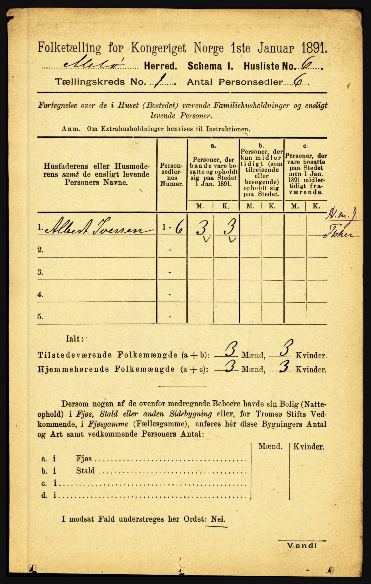 RA, Folketelling 1891 for 1837 Meløy herred, 1891, s. 30